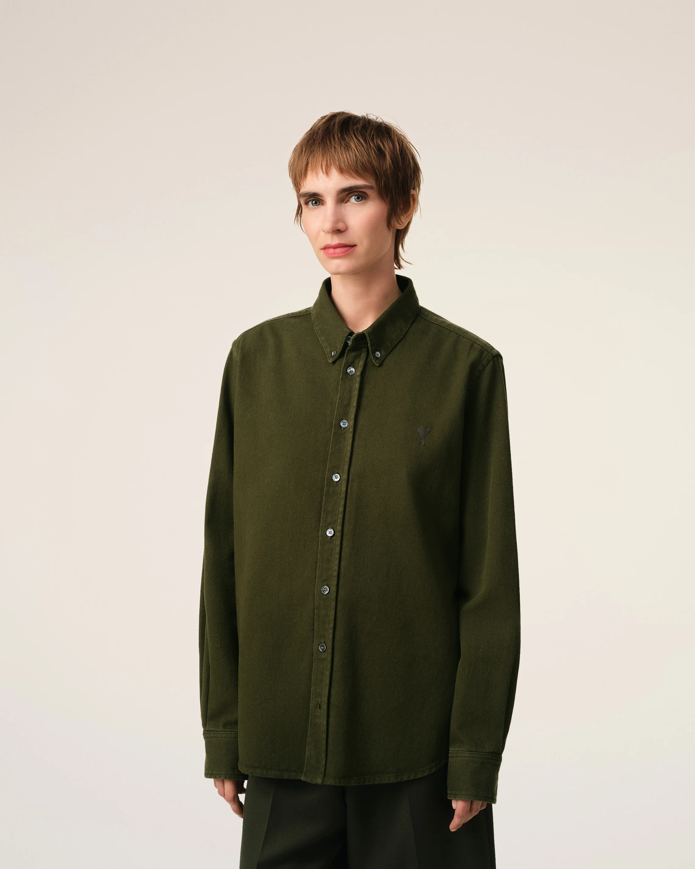 Green Cotton Button-Down Ami de Coeur Shirt