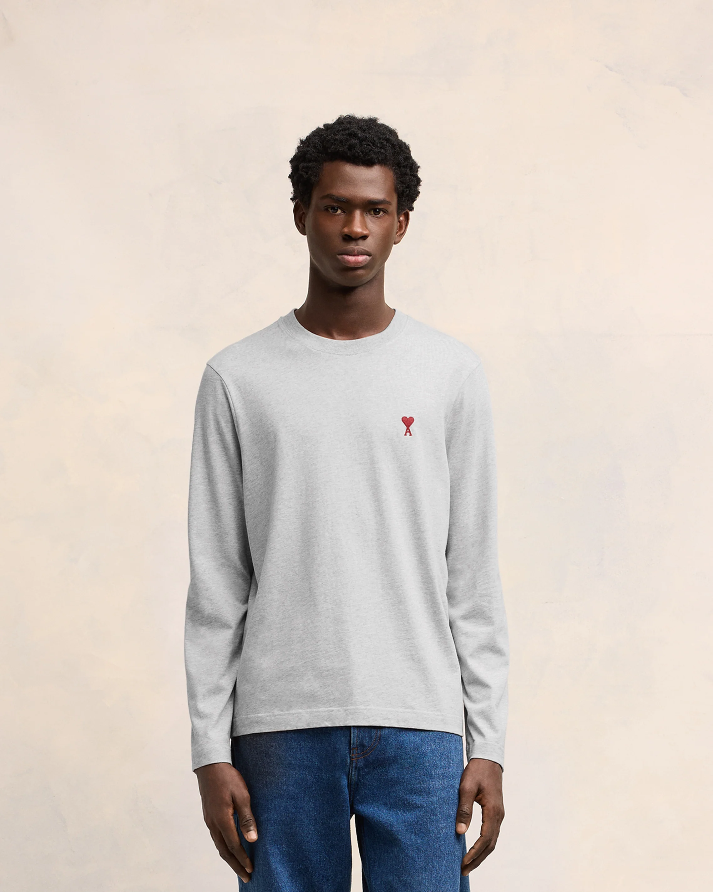 Grey Cotton Ami de Coeur Long Sleeves T-Shirt