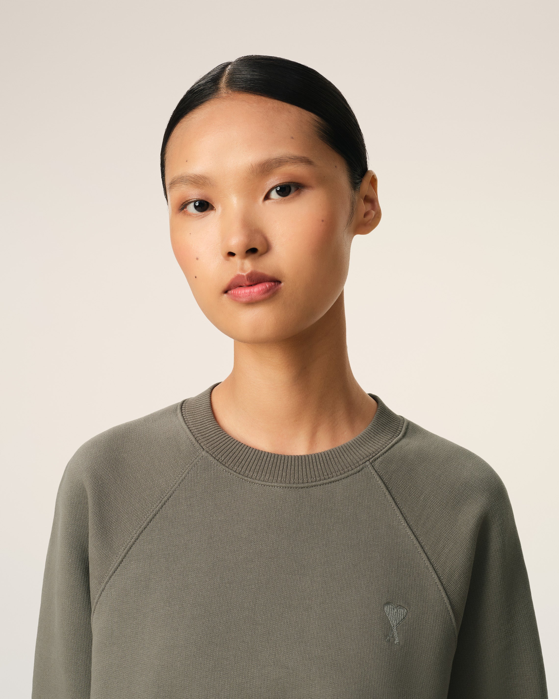 Taupe Cotton Tonal Ami de Coeur Sweatshirt