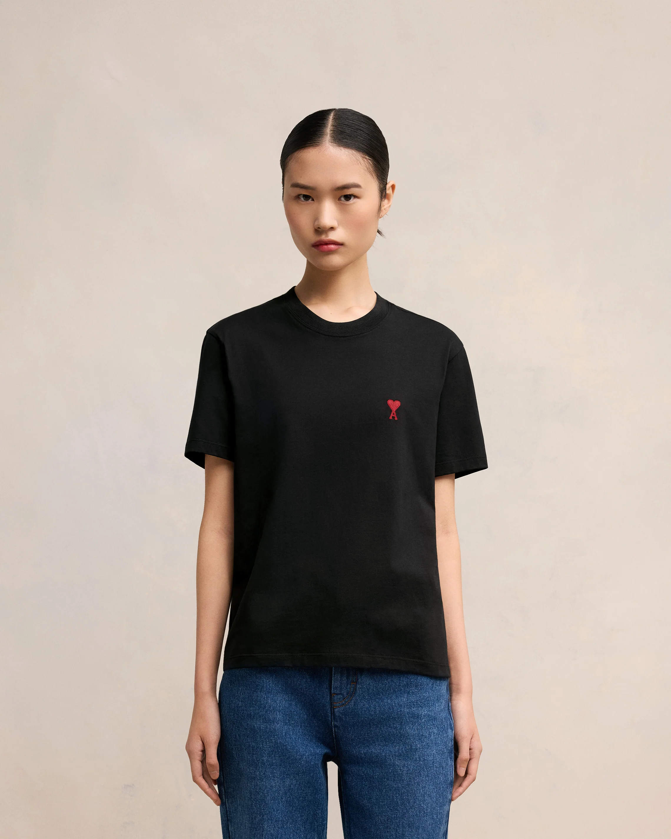 Black Cotton Ami de Coeur T-Shirt