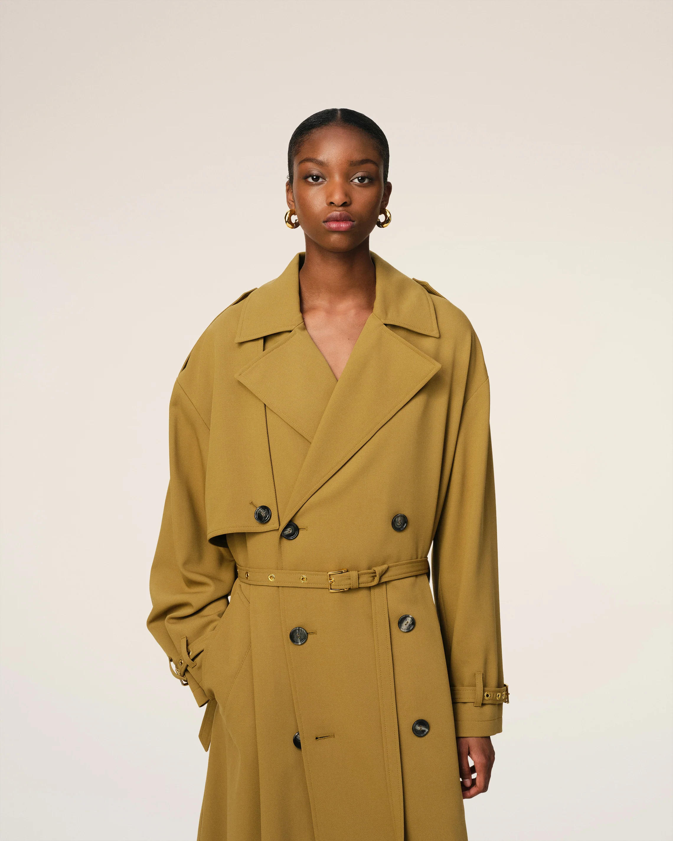 Mustard Wool Trench Coat