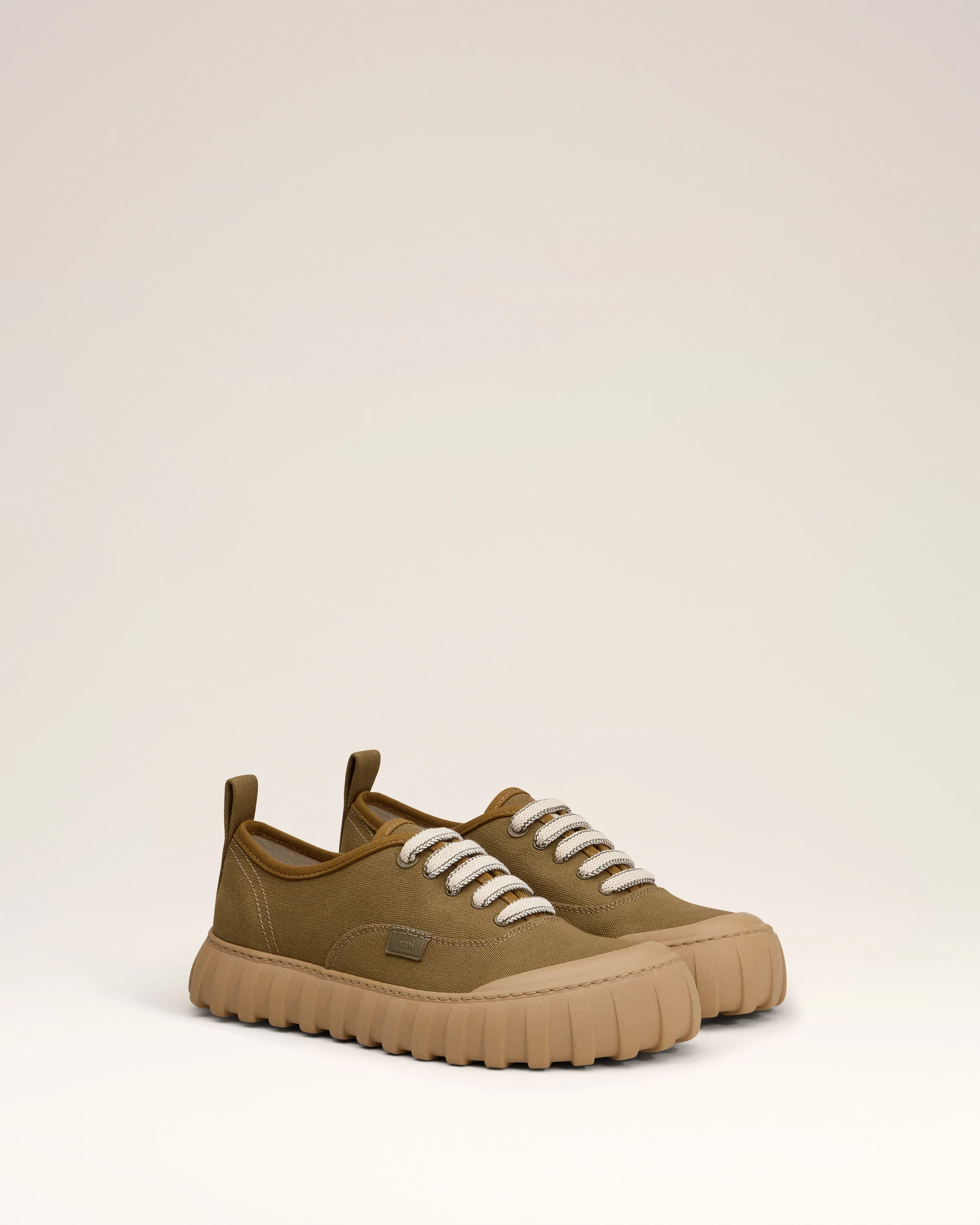 Khaki Cotton Low Top Tempo Canvas Sneakers
