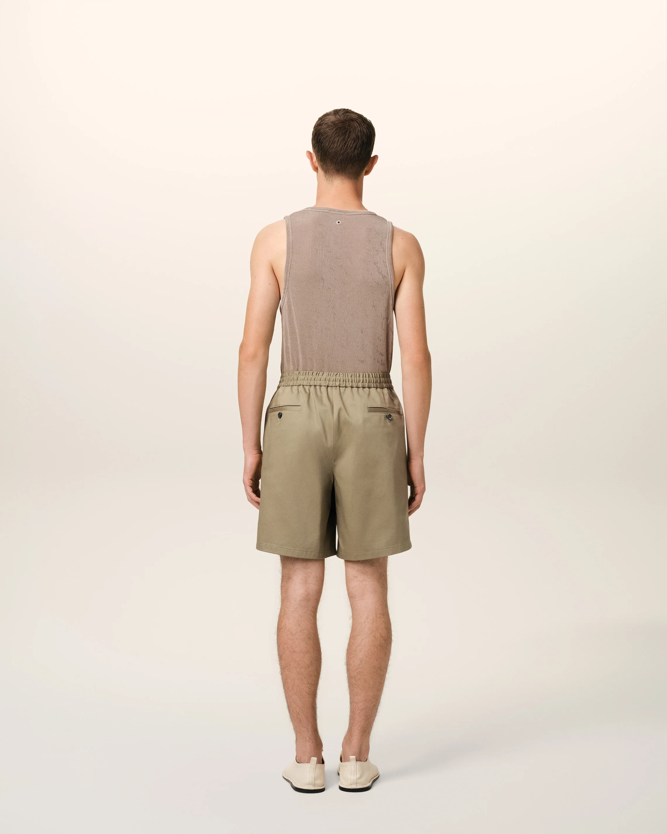 Green Cotton Elasticated Waist Shorts