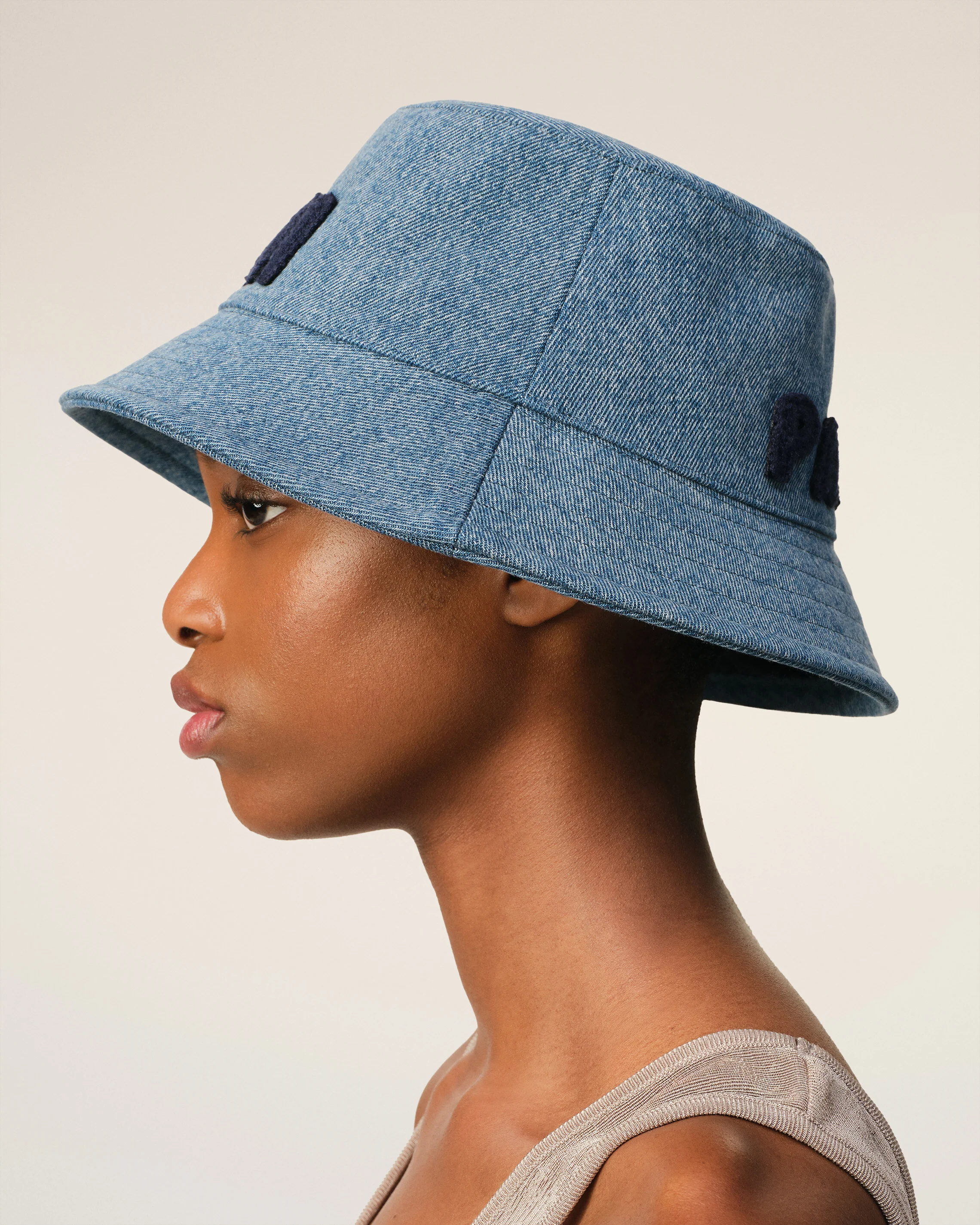 Blue Cotton Ami Paris Patch Bucket Hat
