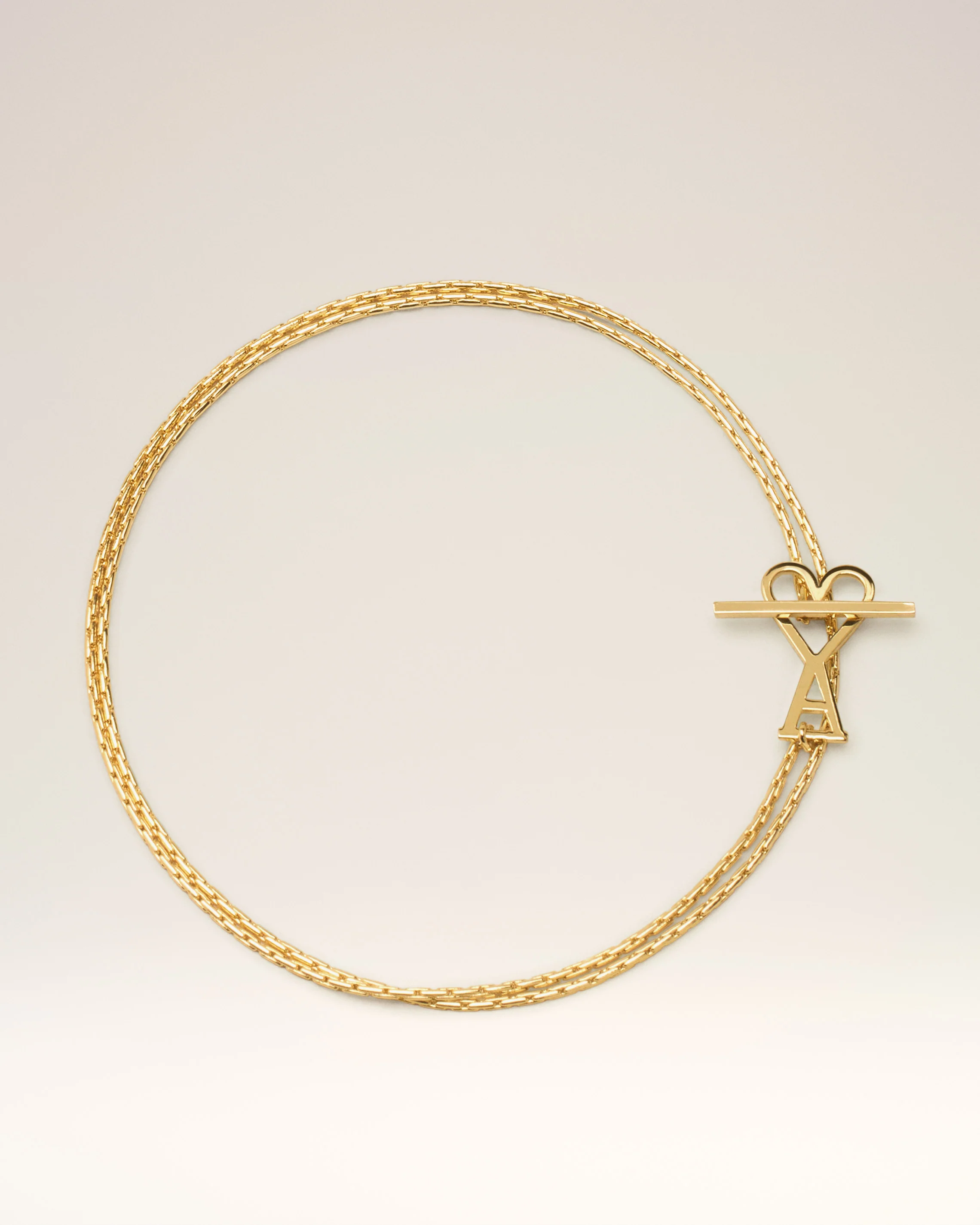 Gold Brass Ami de Coeur 2 In 1 Chain Necklace