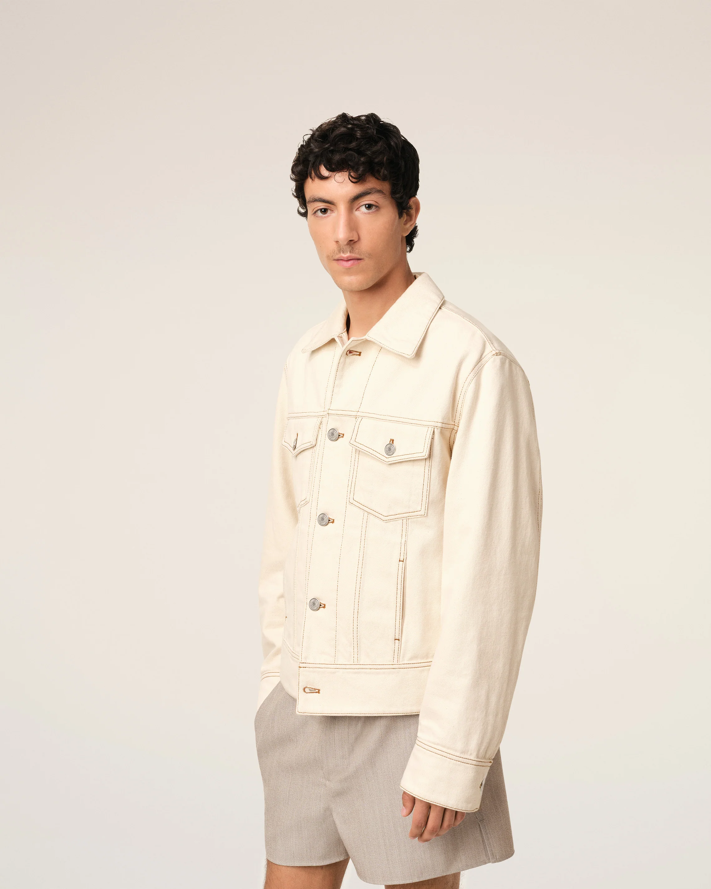 Beige Cotton Ami Paris Trucker Jacket