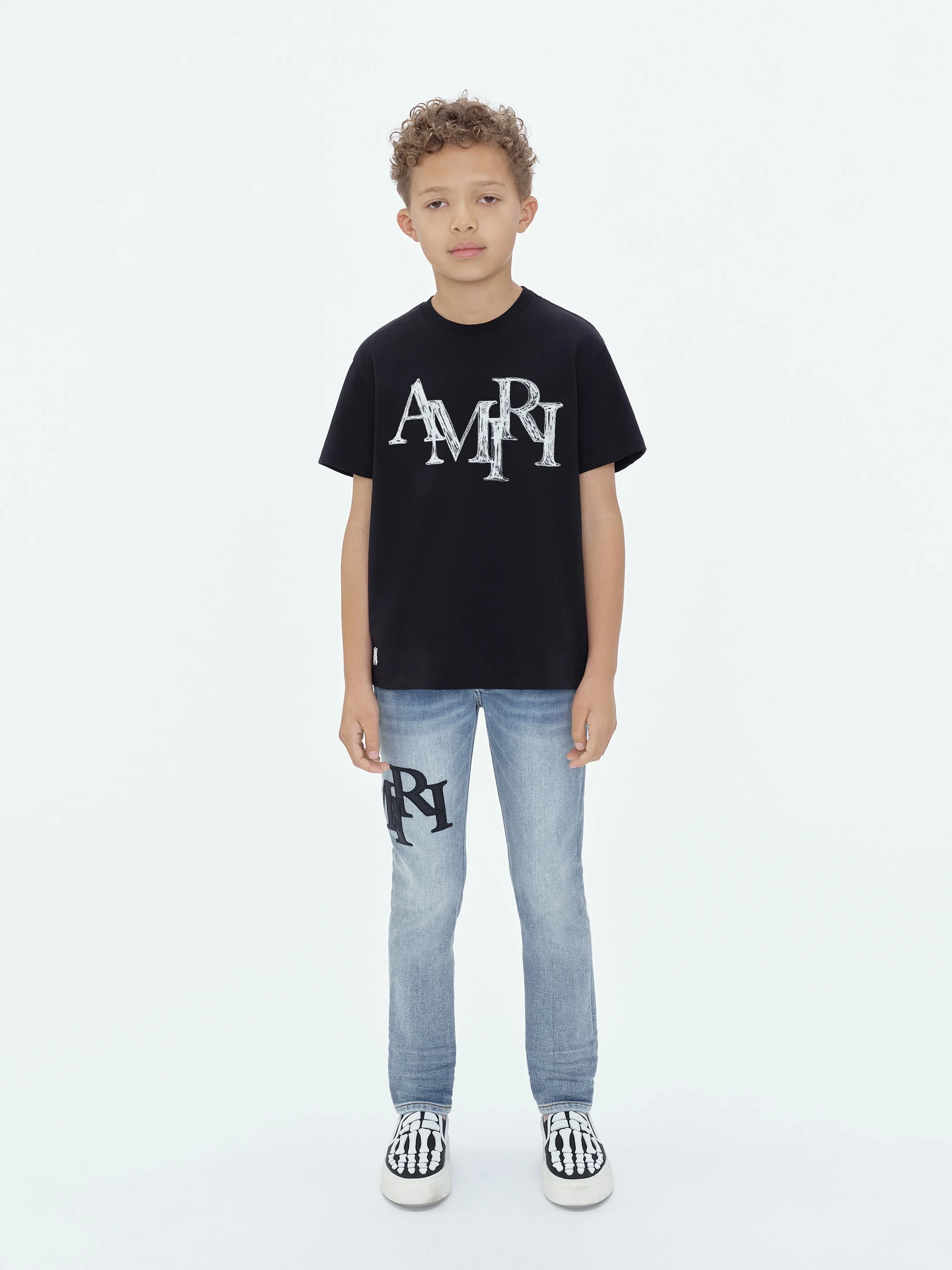 KIDS - AMIRI STAGGERED SCRIBBLE TEE - Black
