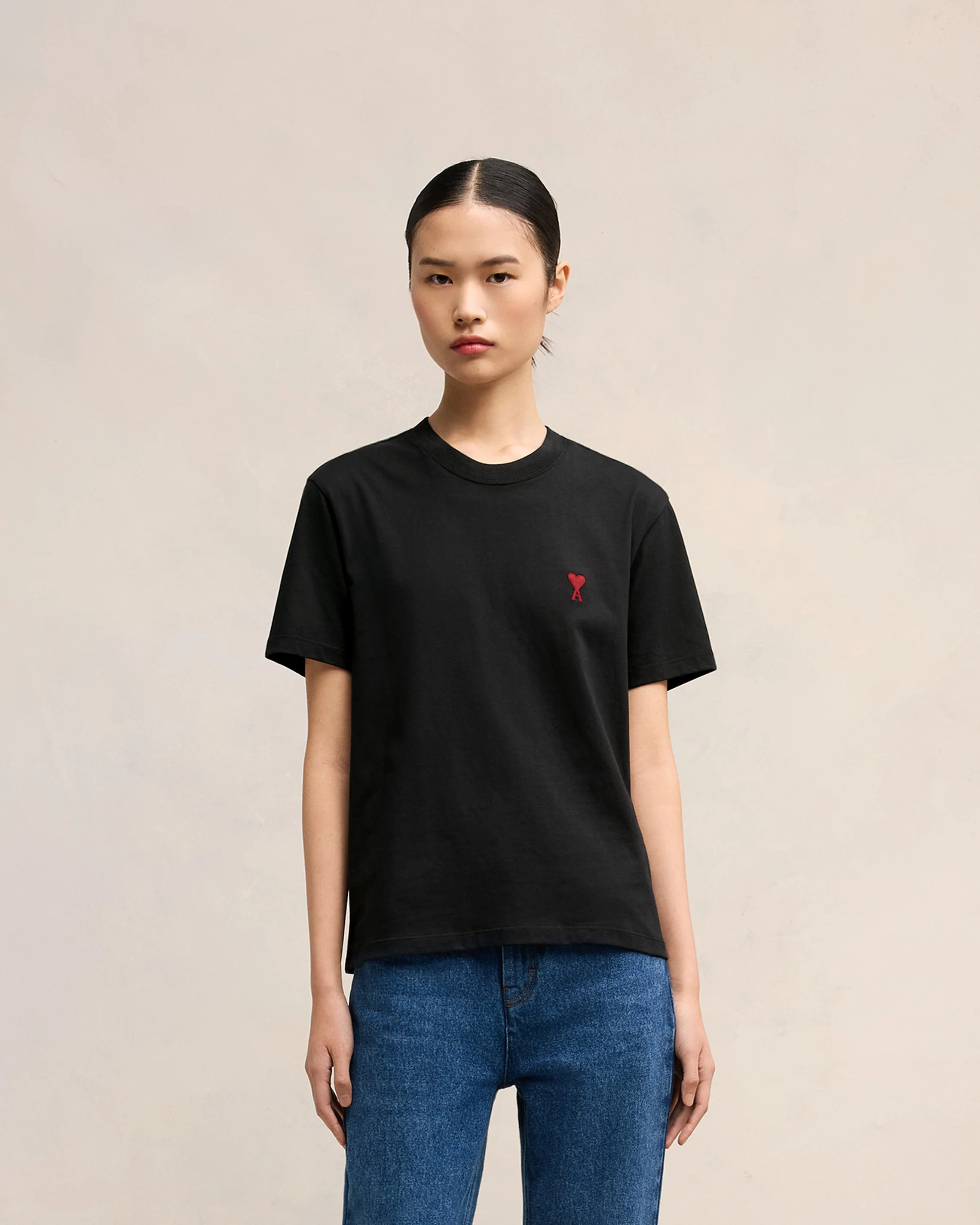 Black Cotton Ami de Coeur T-Shirt
