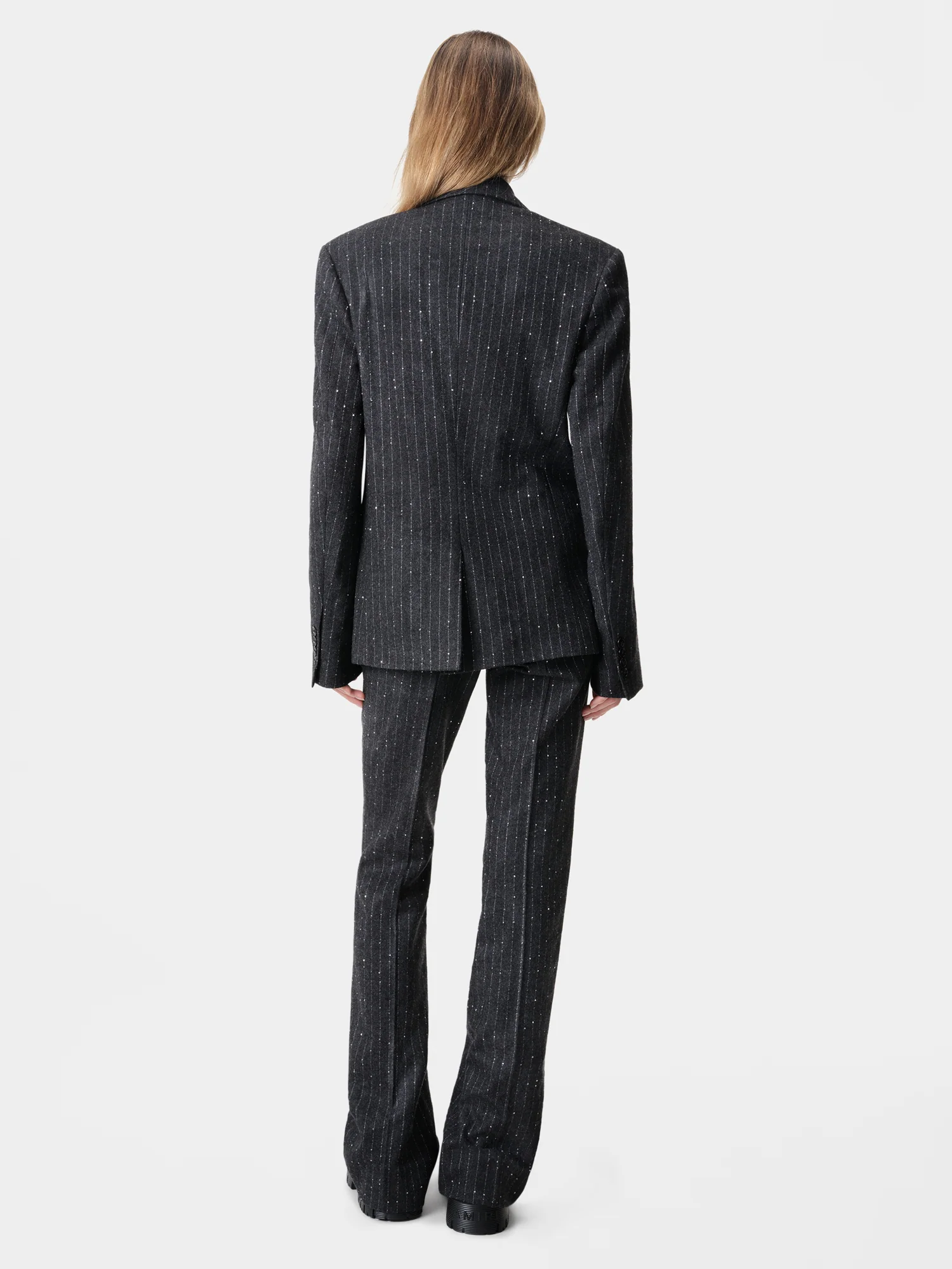 WOMEN - WOMEN'S SEQUIN PINSTRIPE KICK FLARE - Dark Grey