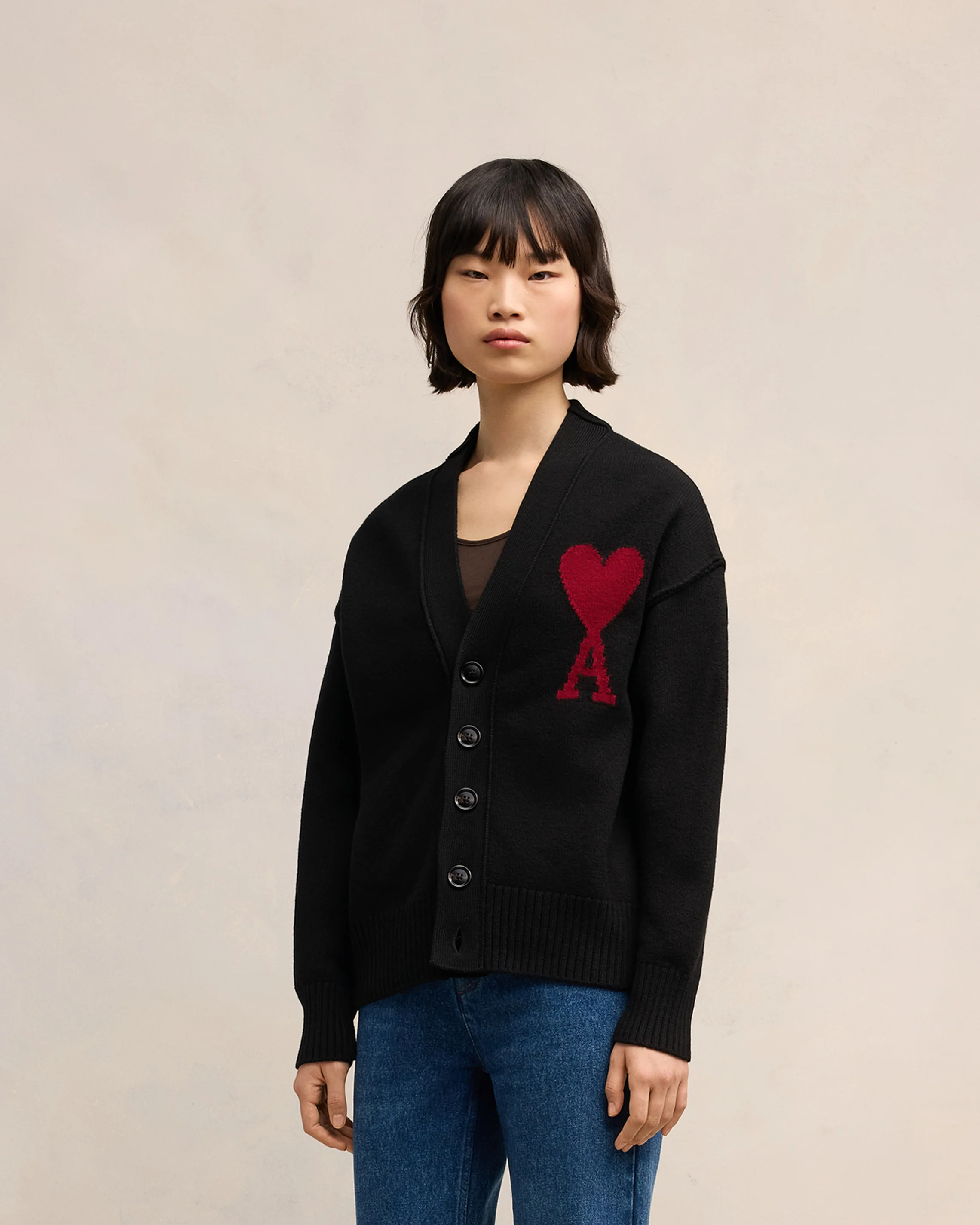 Black Wool Ami de Coeur Cardigan