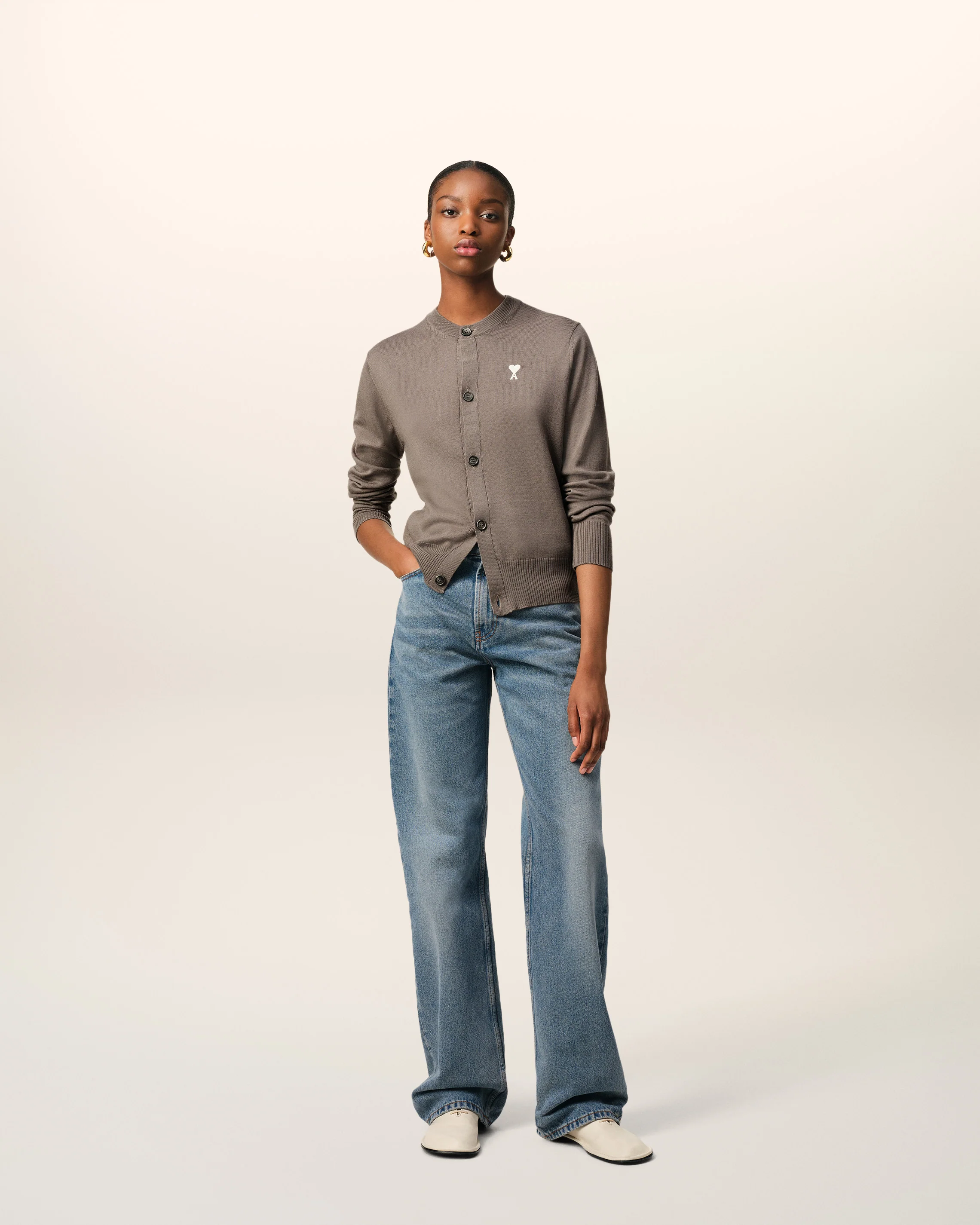 Beige Wool Ami de Coeur Cardigan