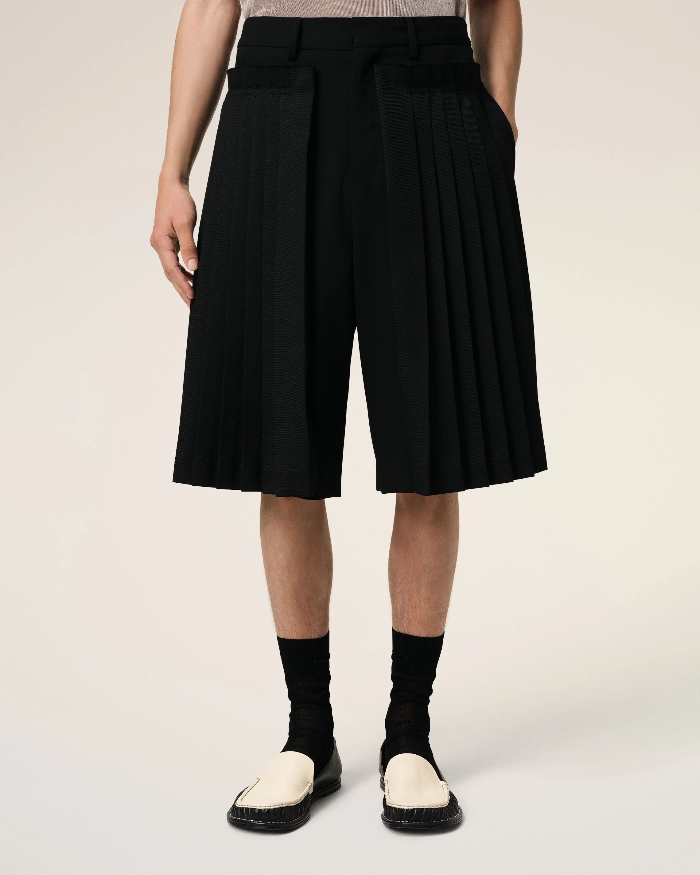 Black Leather Midi Loafers