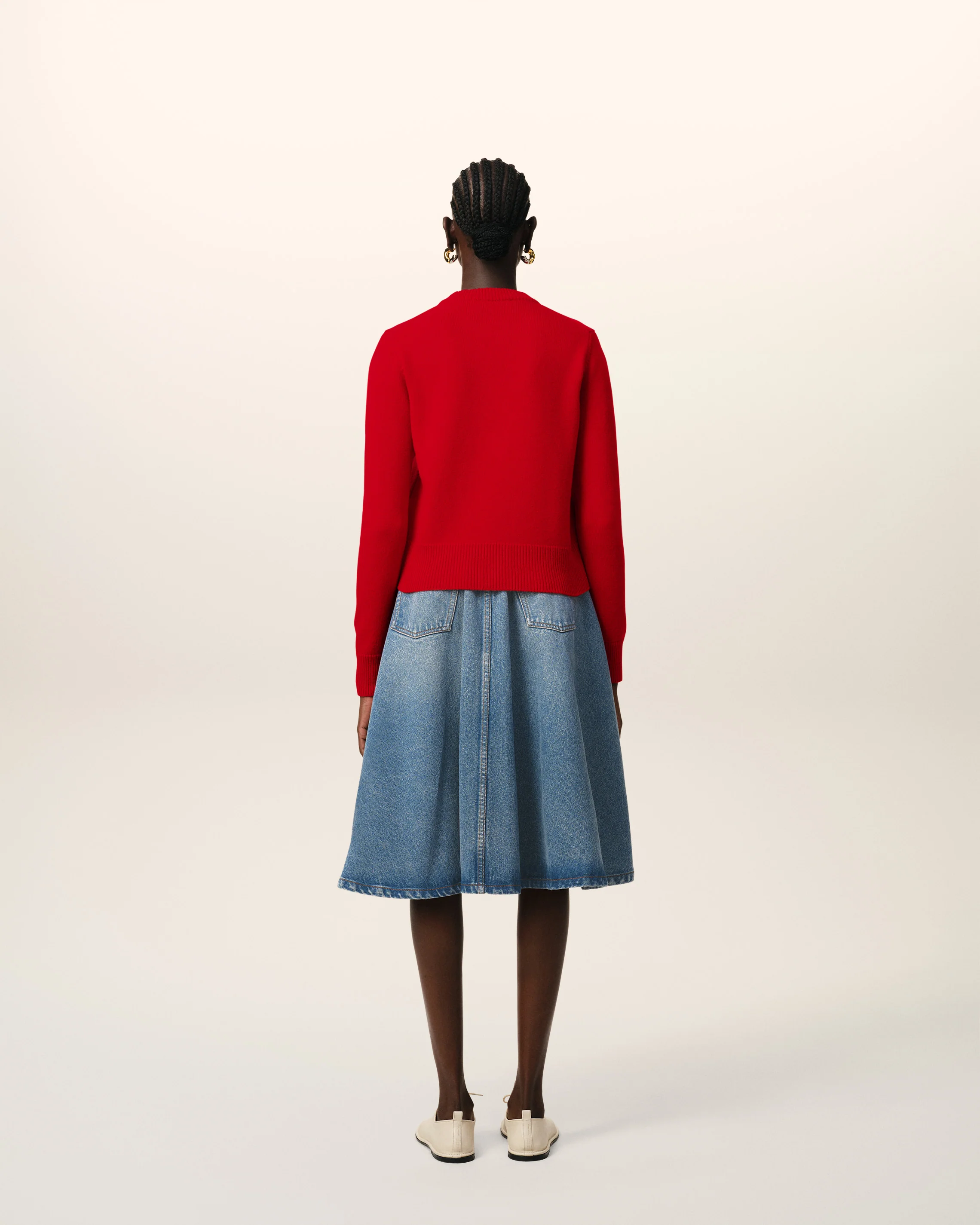 Red Wool Knit Ami de Coeur Crewneck Cardigan