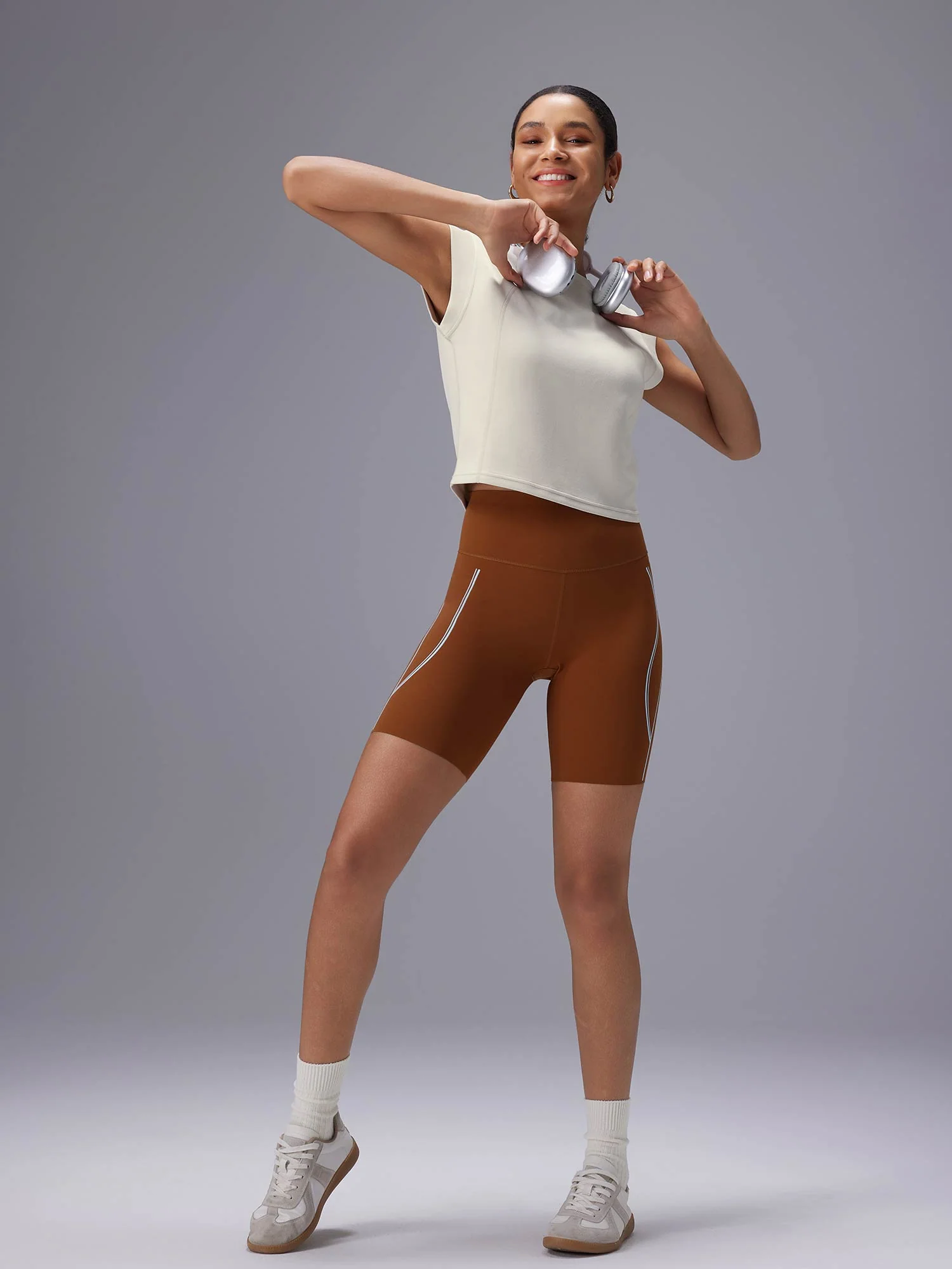 Freeleaf 8 High Rise Stripe Print Shorts