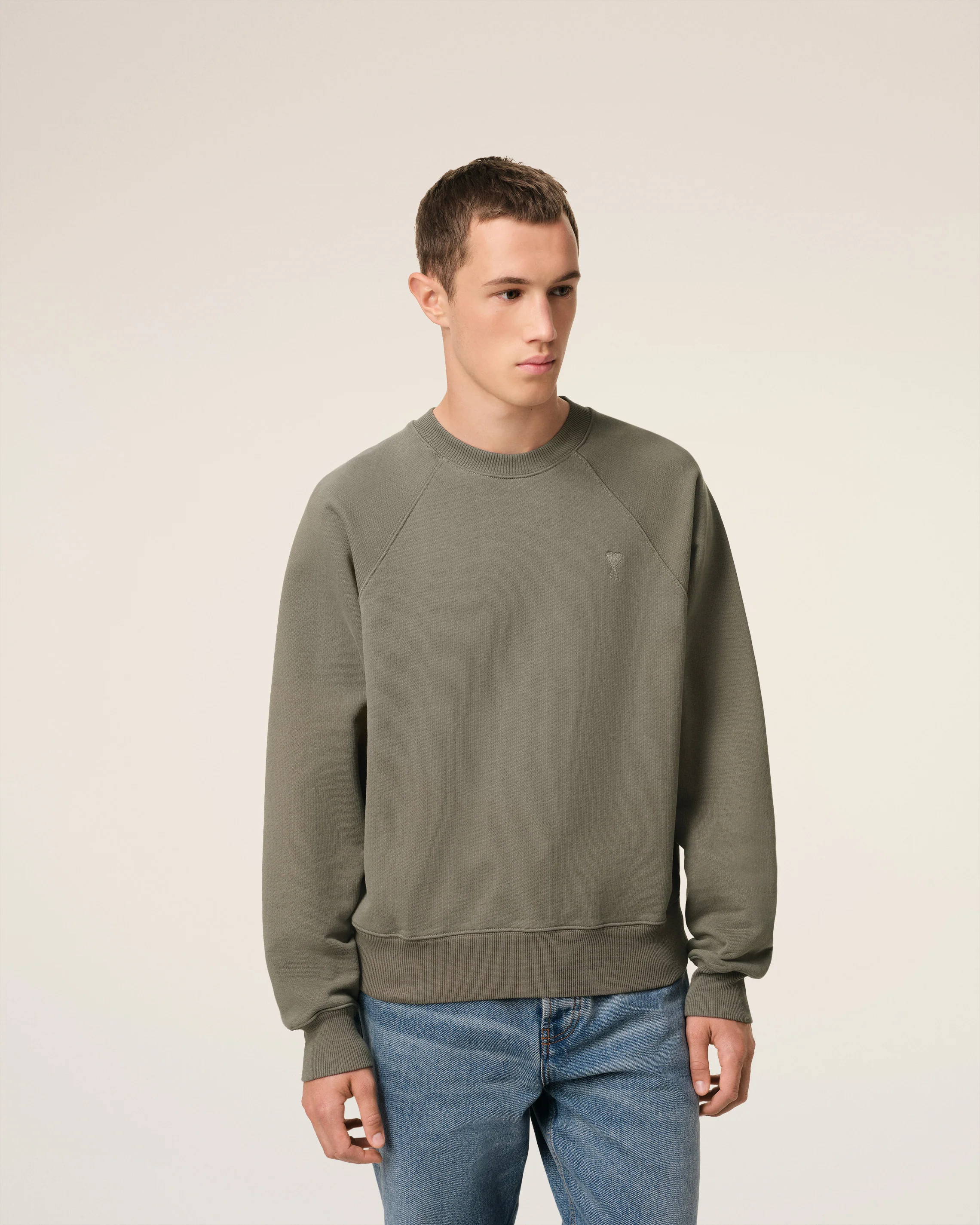 Taupe Cotton Tonal Ami de Coeur Sweatshirt