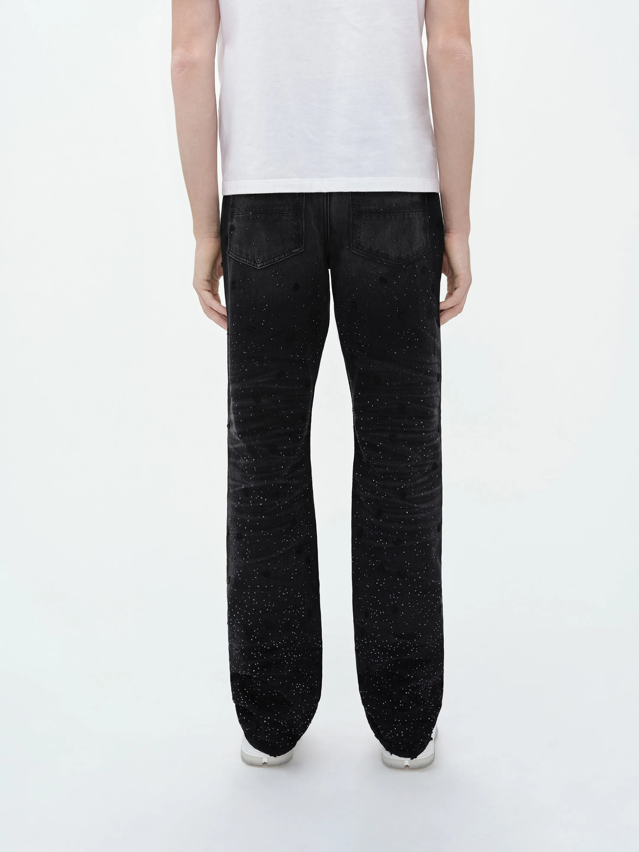 FLORAL CRYSTAL STRAIGHT JEAN - Faded Black