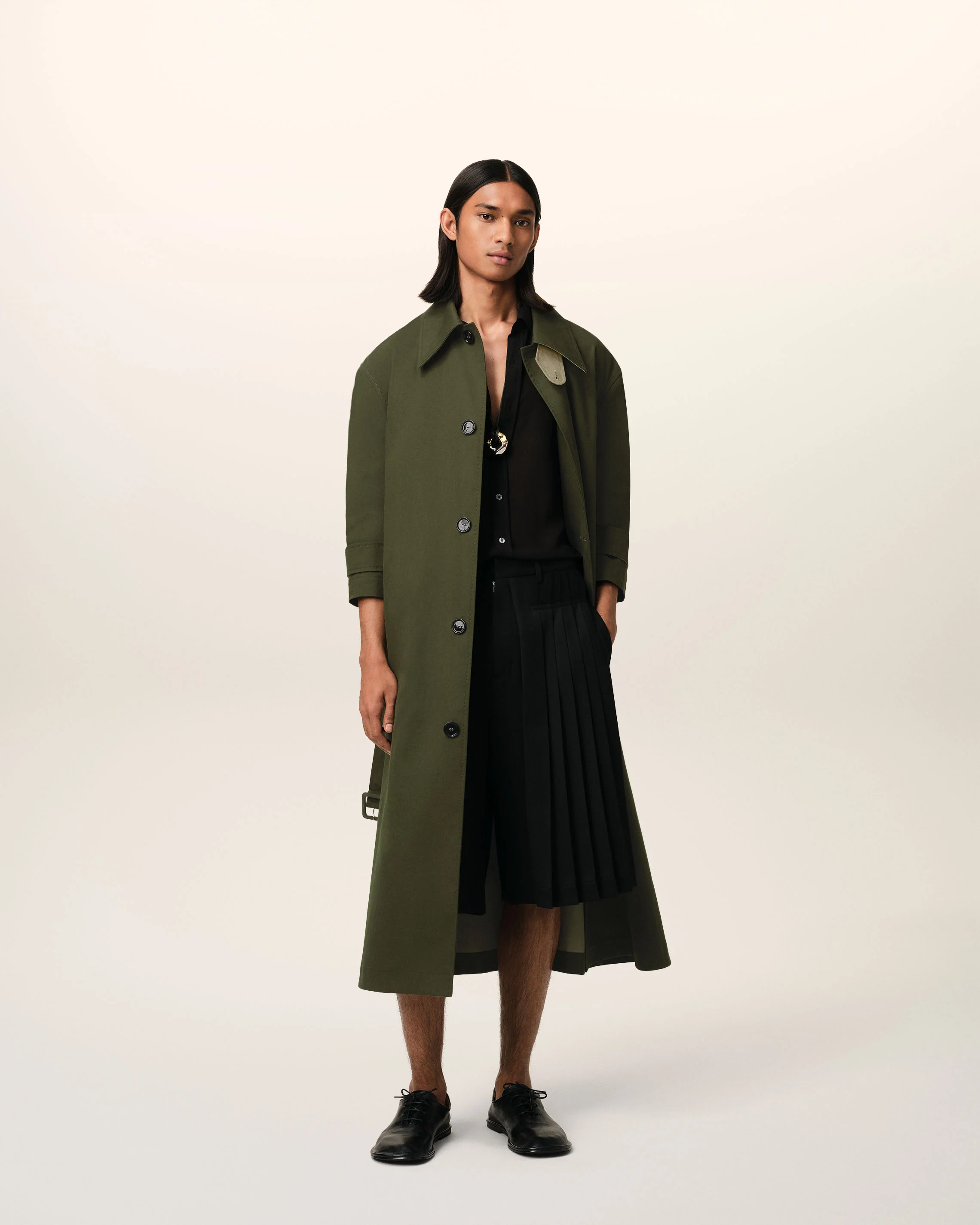 Green Cotton Belted Mac
