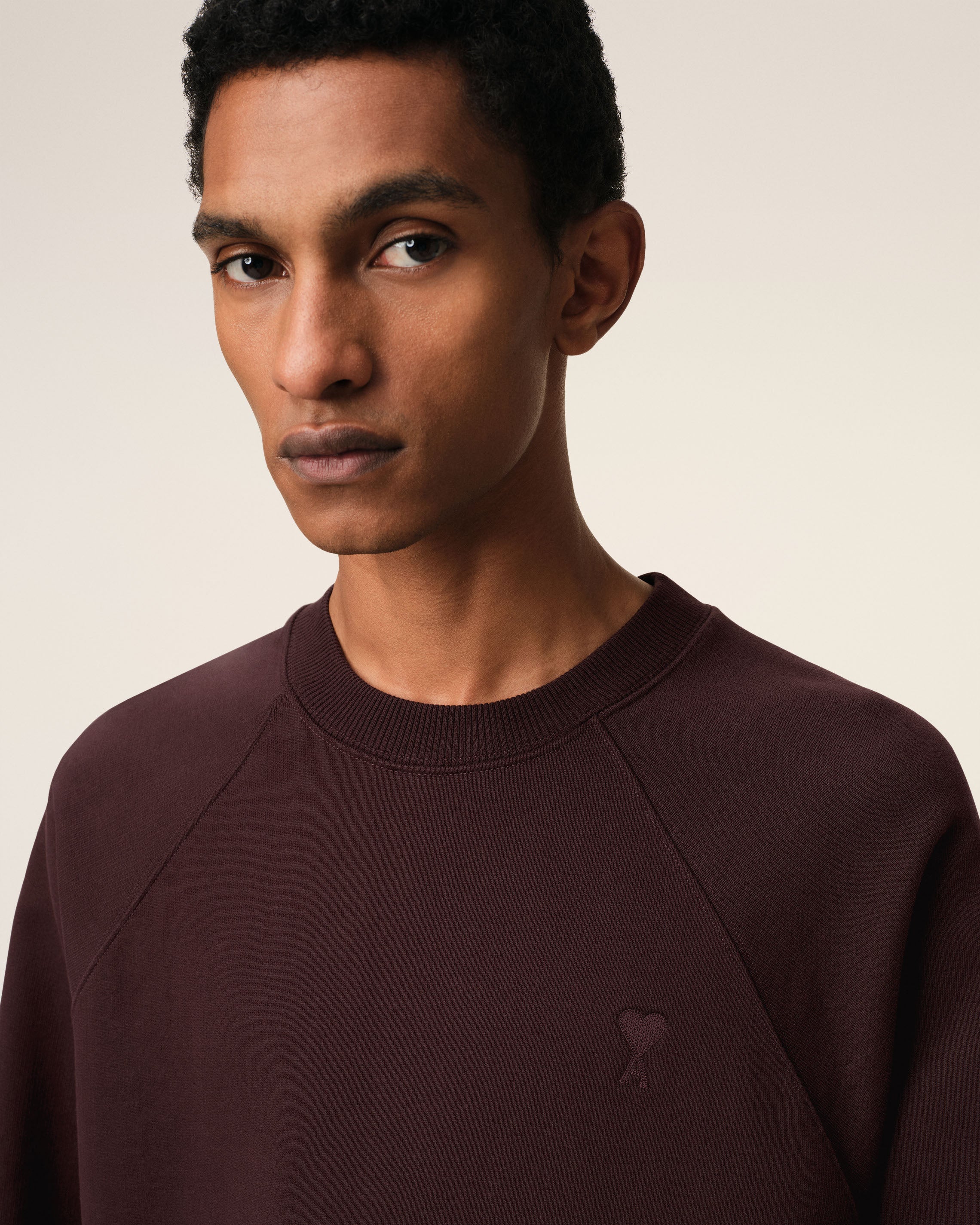 Burgundy Cotton Tonal Ami de Coeur Sweatshirt