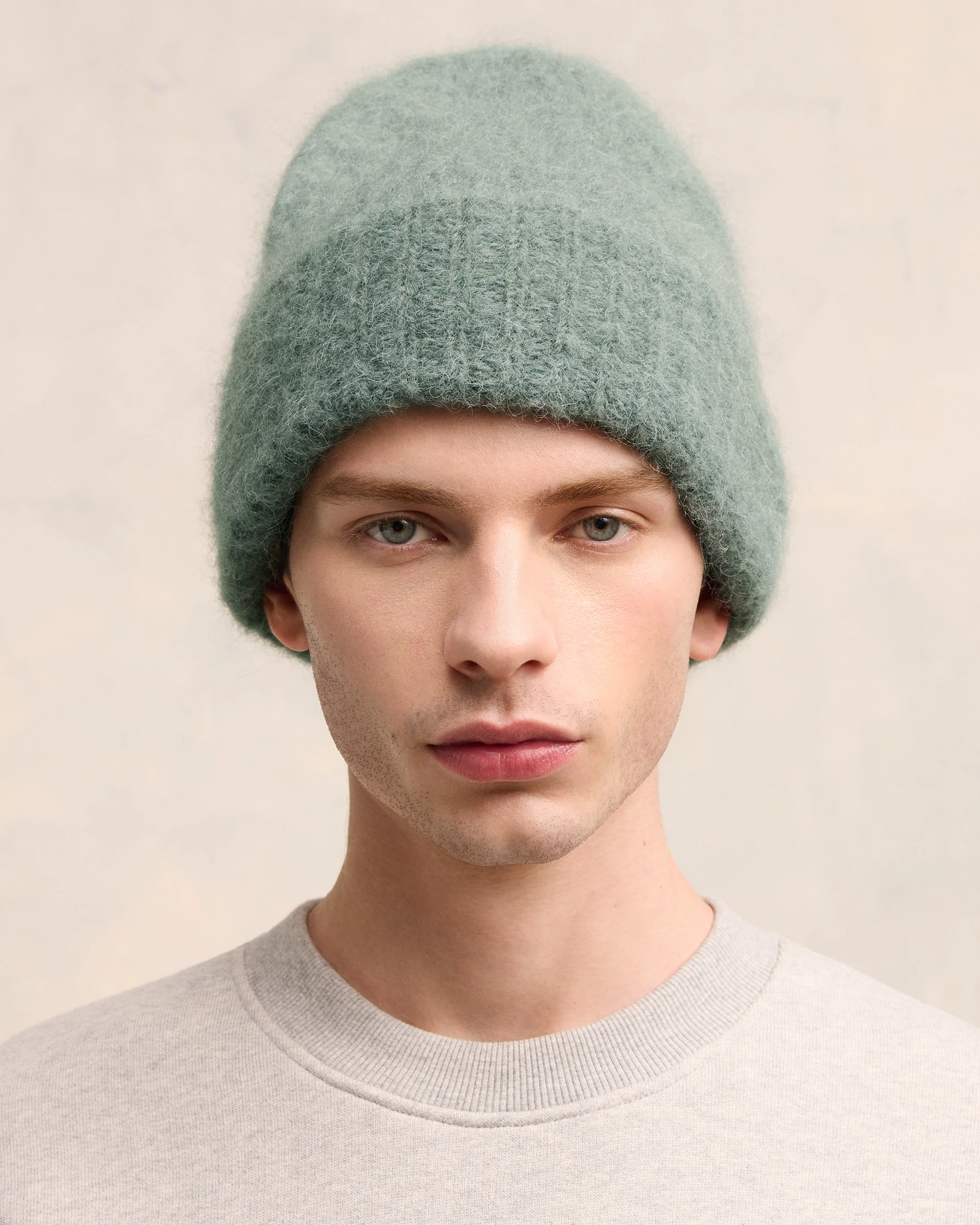 Alpaca Mohair Ribbed Beanie