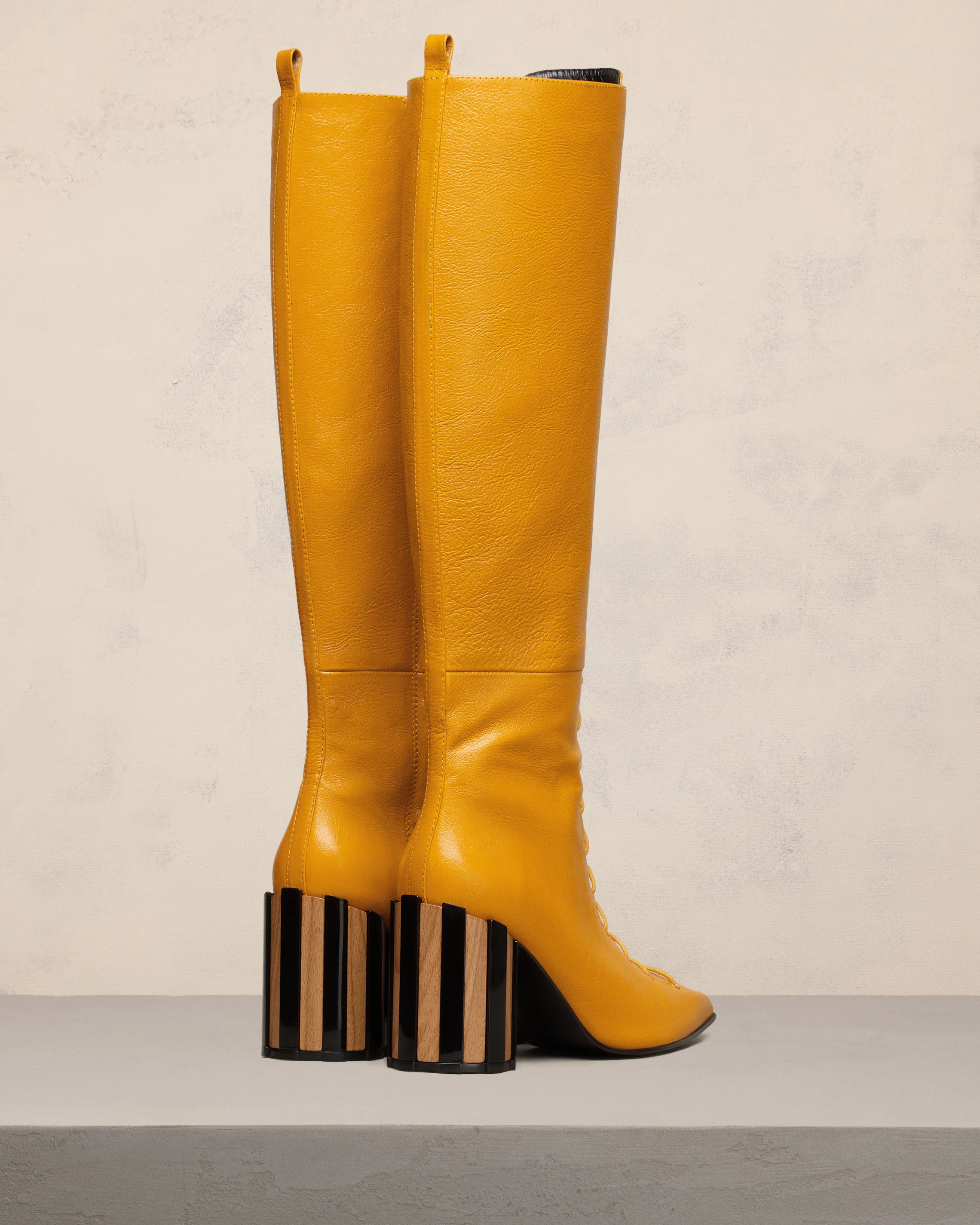 Pointed Toe Lace-Up Knee High Boots