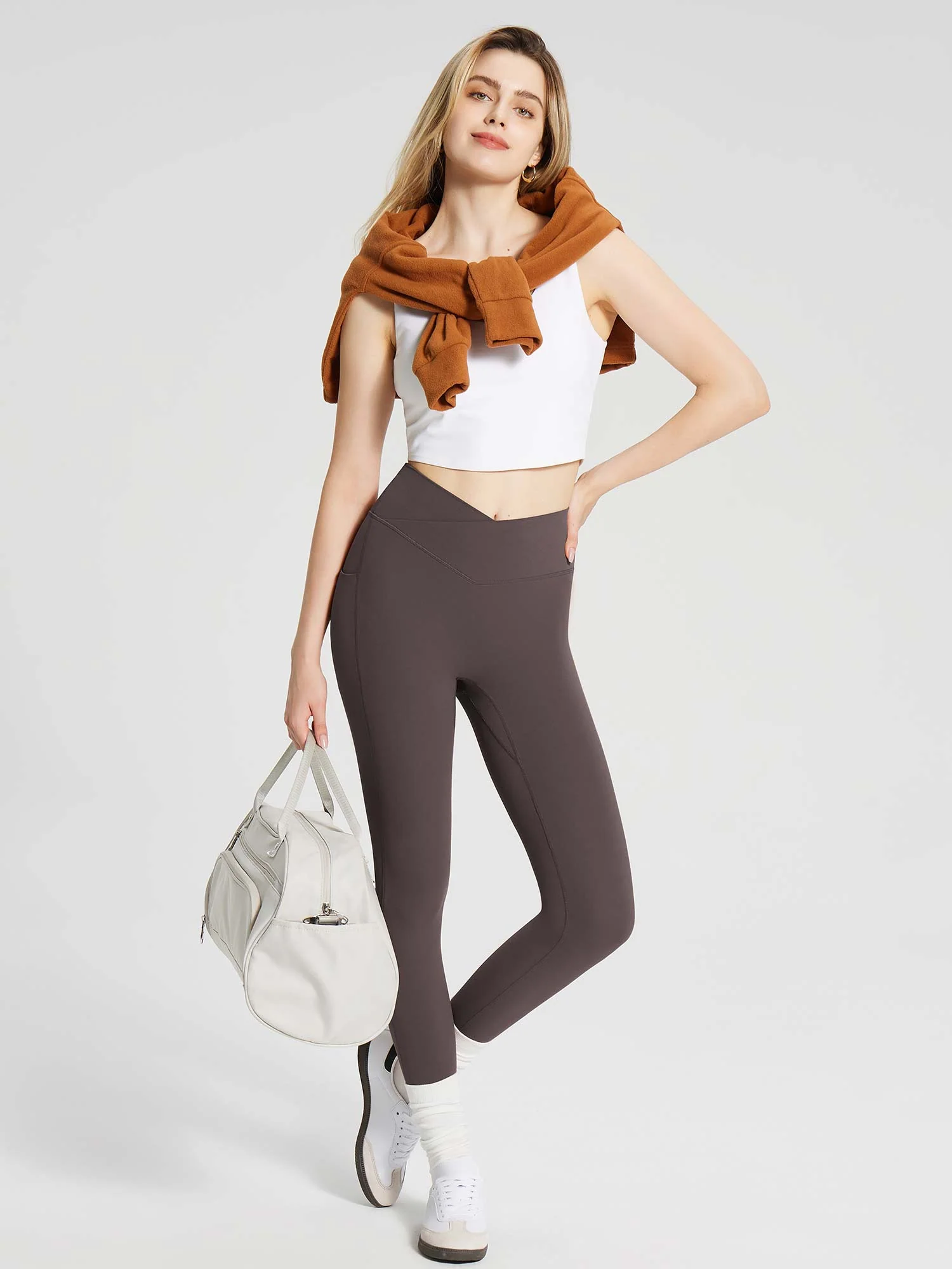 Lycra Cross-Waist High-Rise Leggings
