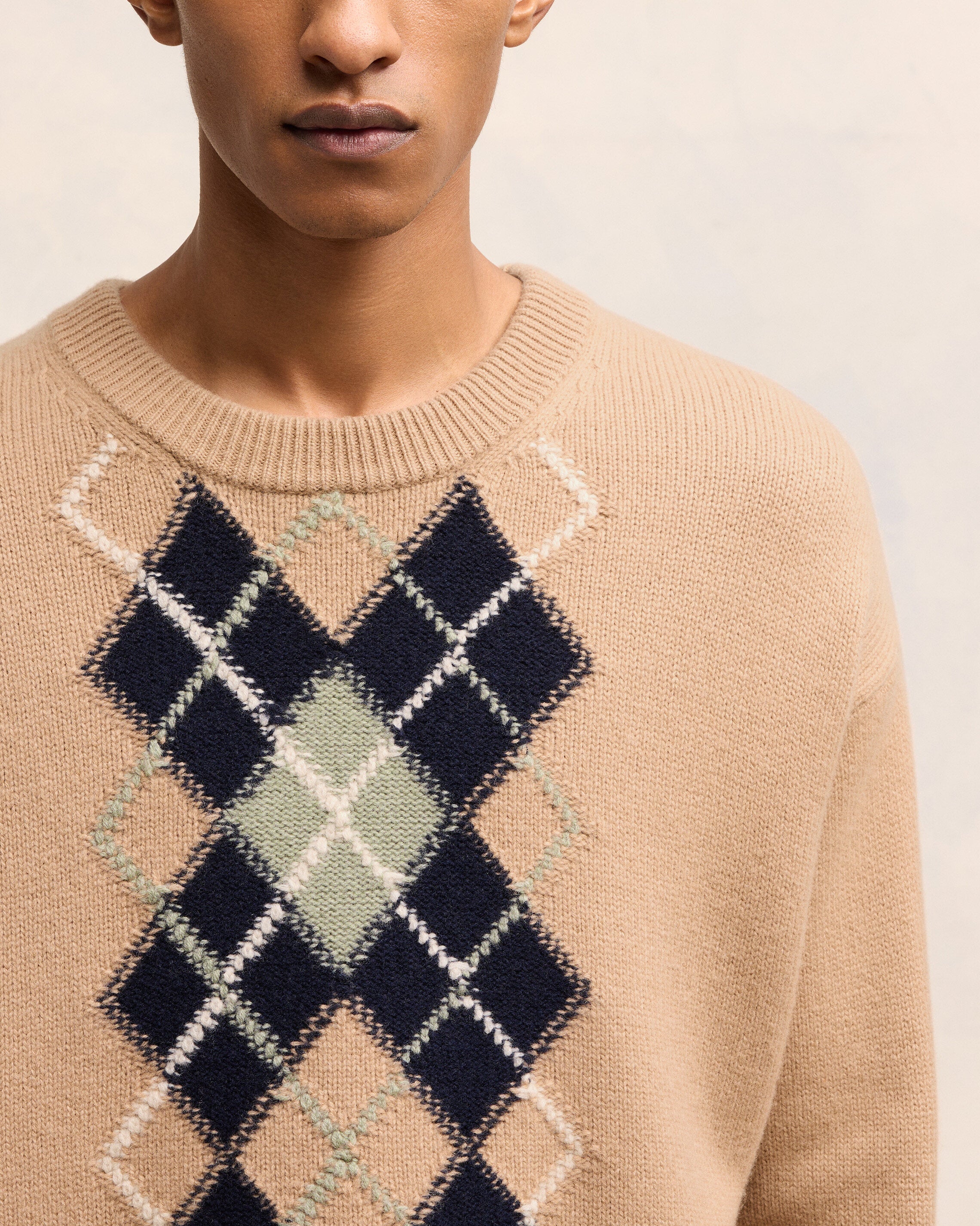 Argyle Double Crewneck Sweater