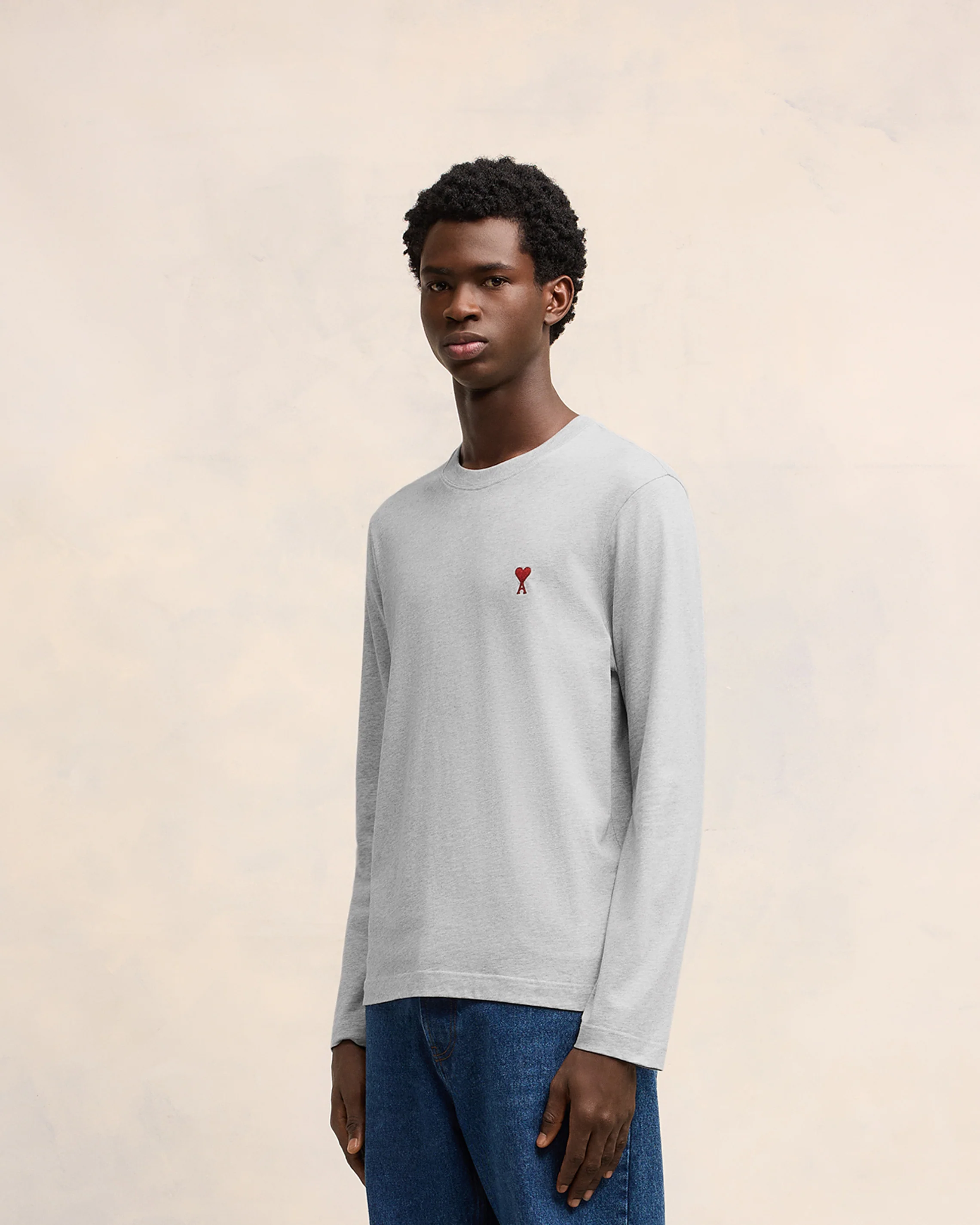 Grey Cotton Ami de Coeur Long Sleeves T-Shirt