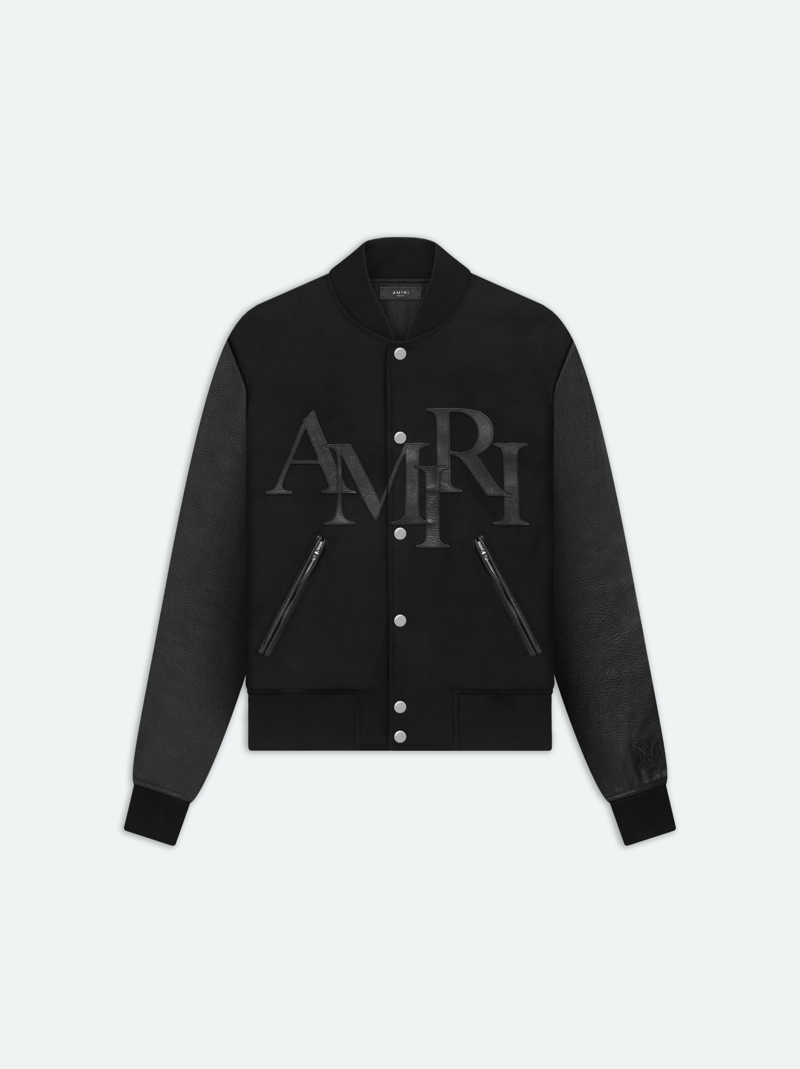 AMIRI STAGGERED VARSITY JACKET - Black