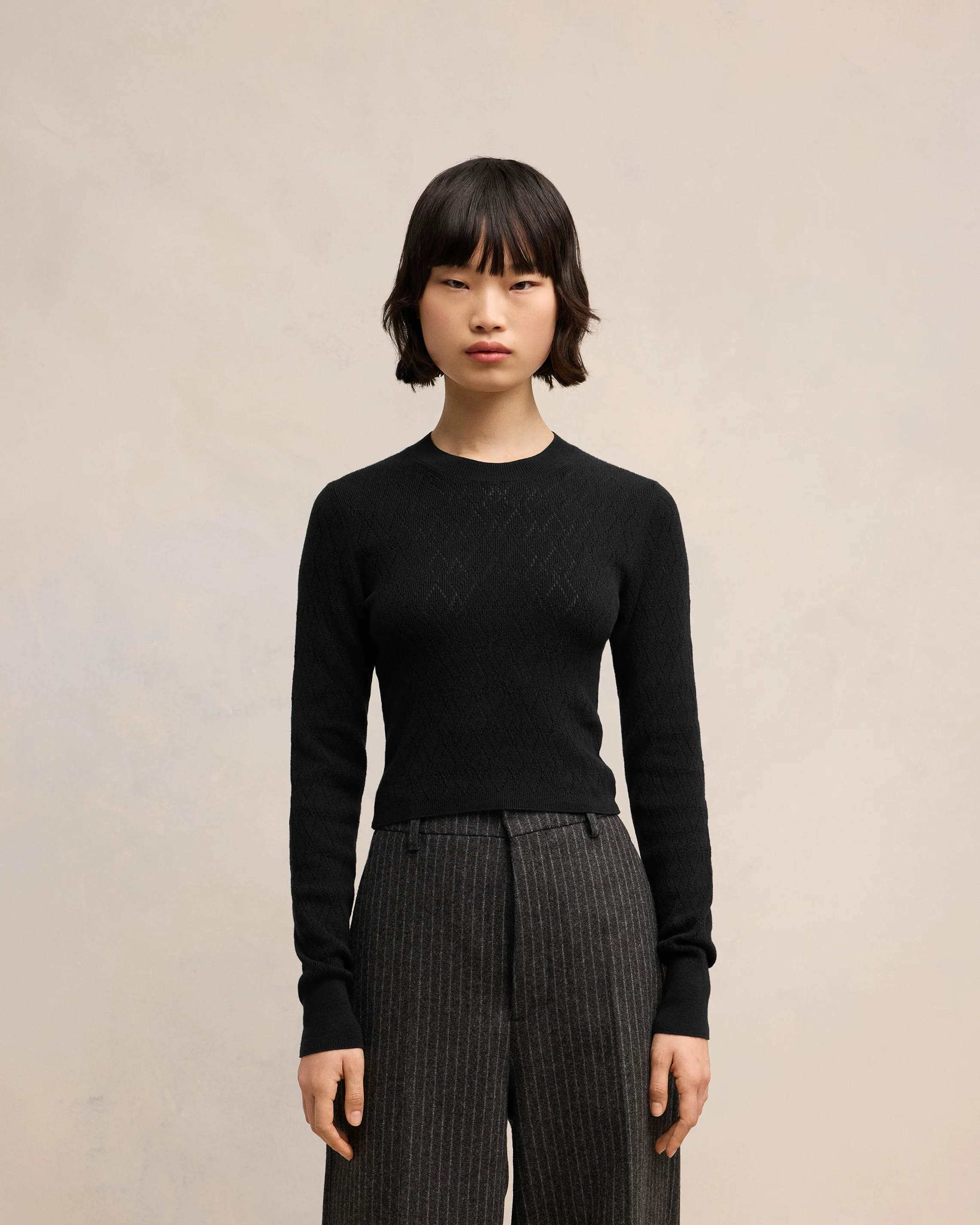 Ami de Coeur Pointelle Crew Neck Sweater