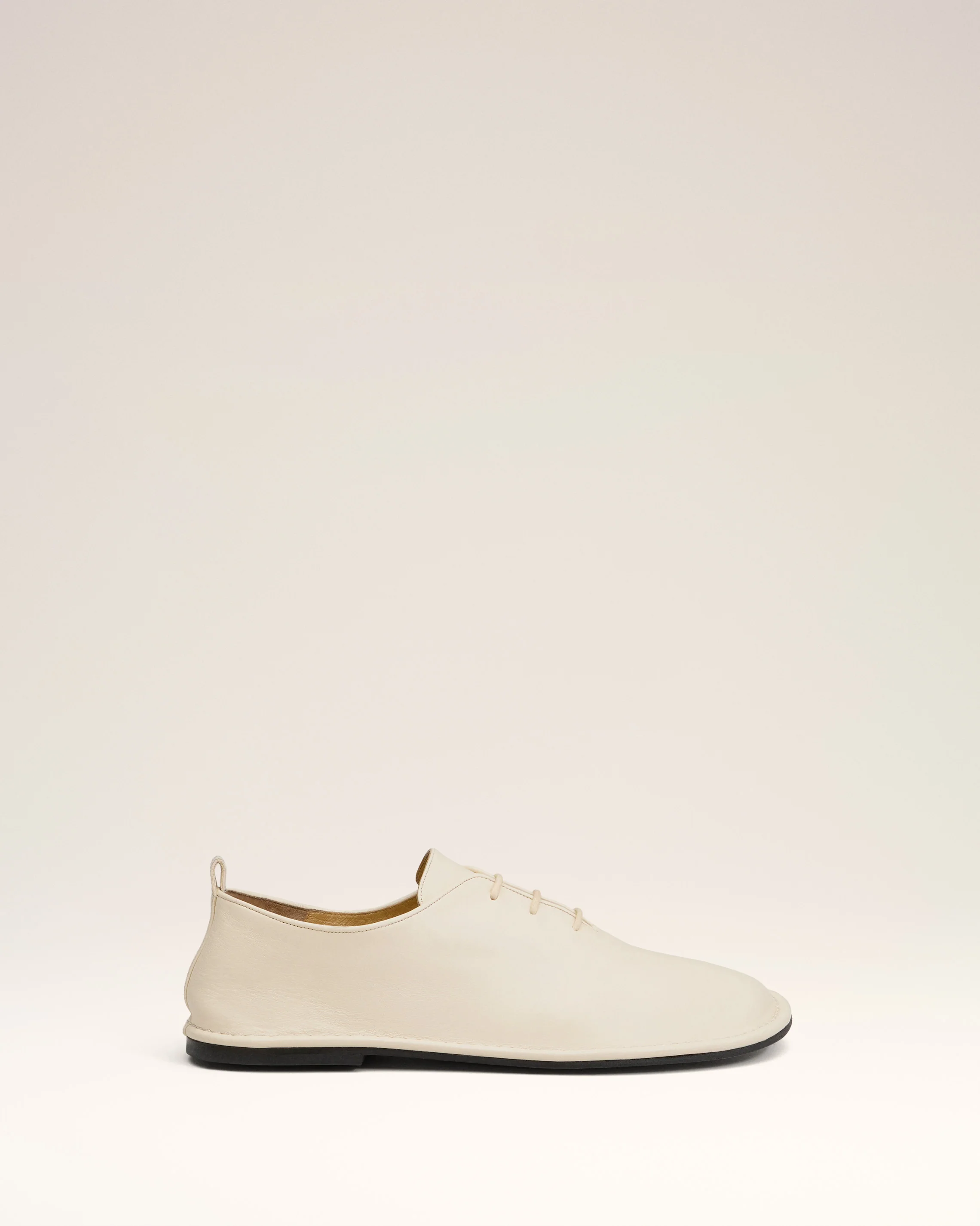 Beige Leather One Cut Shoes