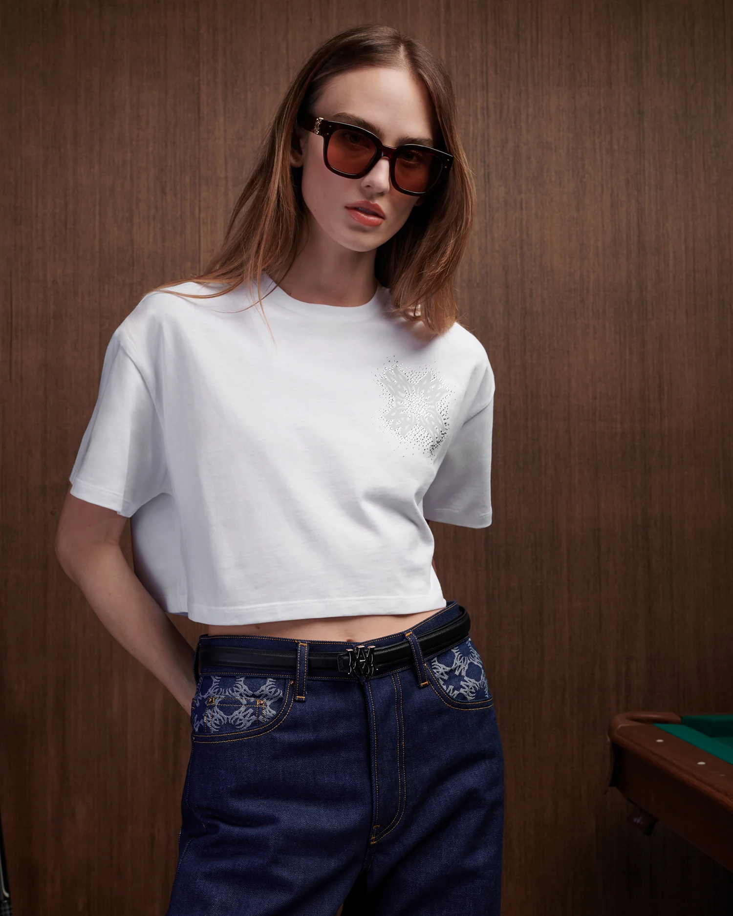 WOMEN - WOMEN'S MA QUAD CRYSTAL CROPPED TEE - White