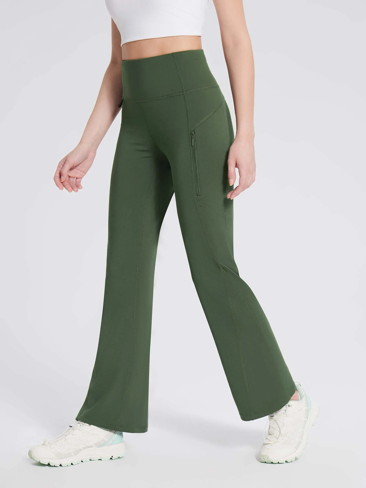 Laureate Fleece-Lined Zip Pocket Compression Flare Pants