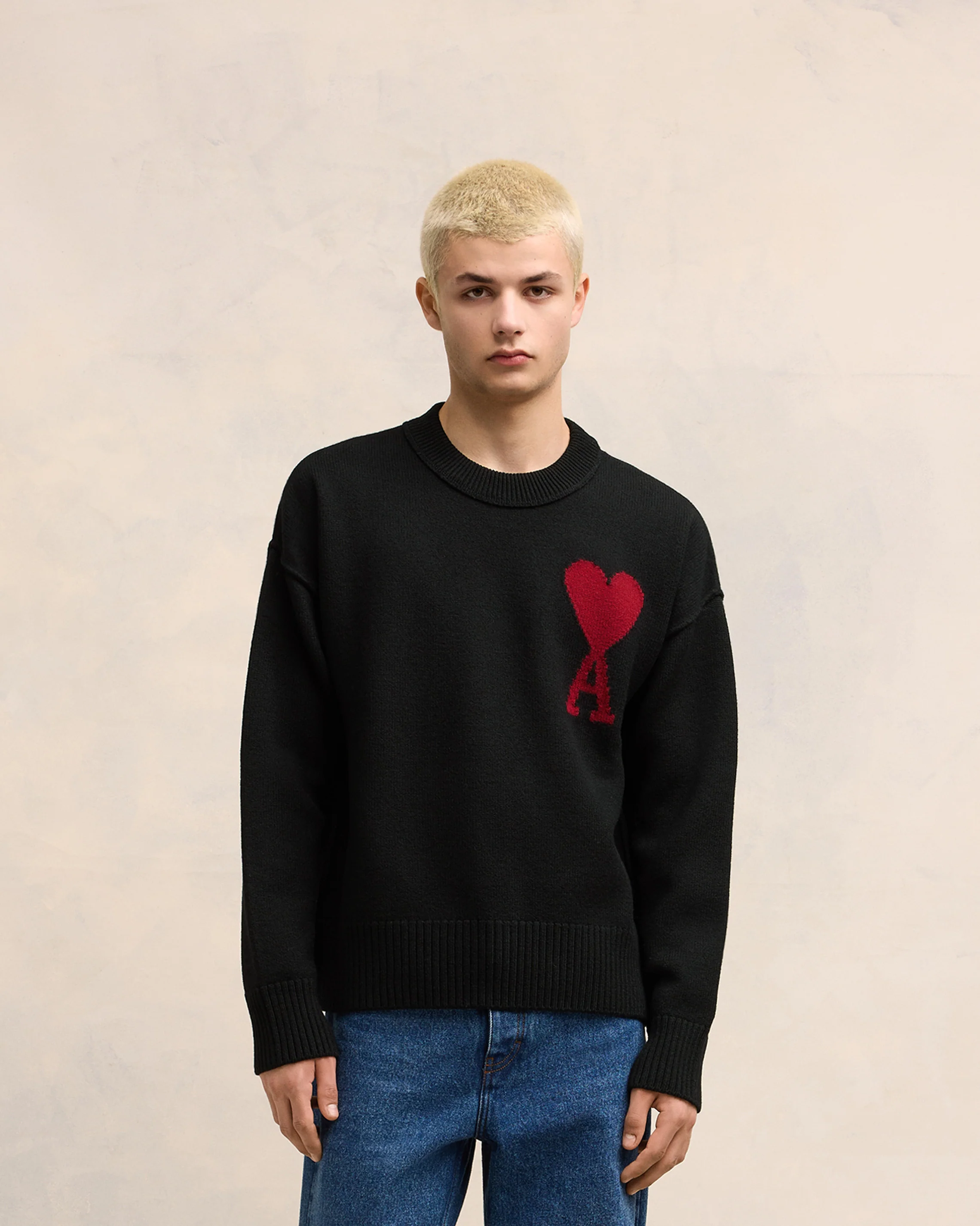 Black Wool Ami de Coeur Sweater