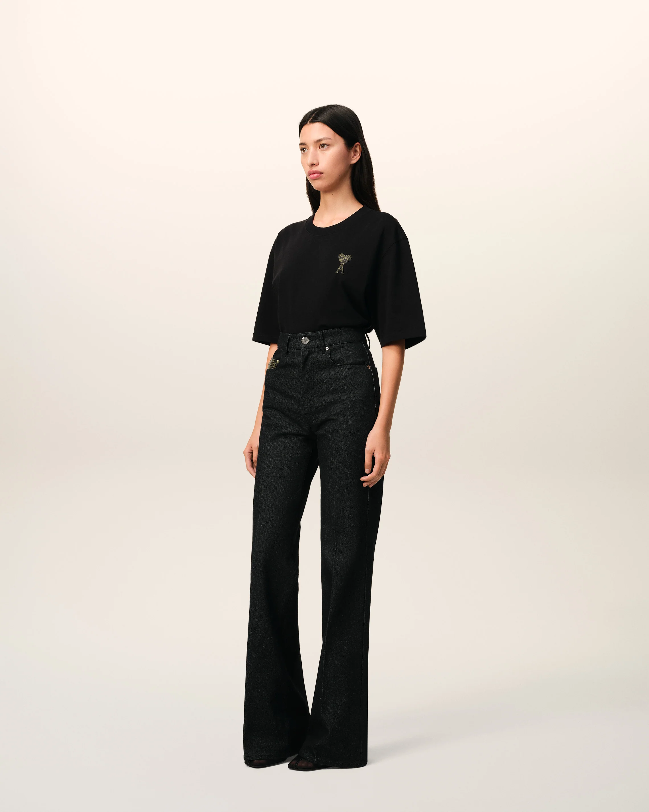 Black Cotton Flare Fit Jeans