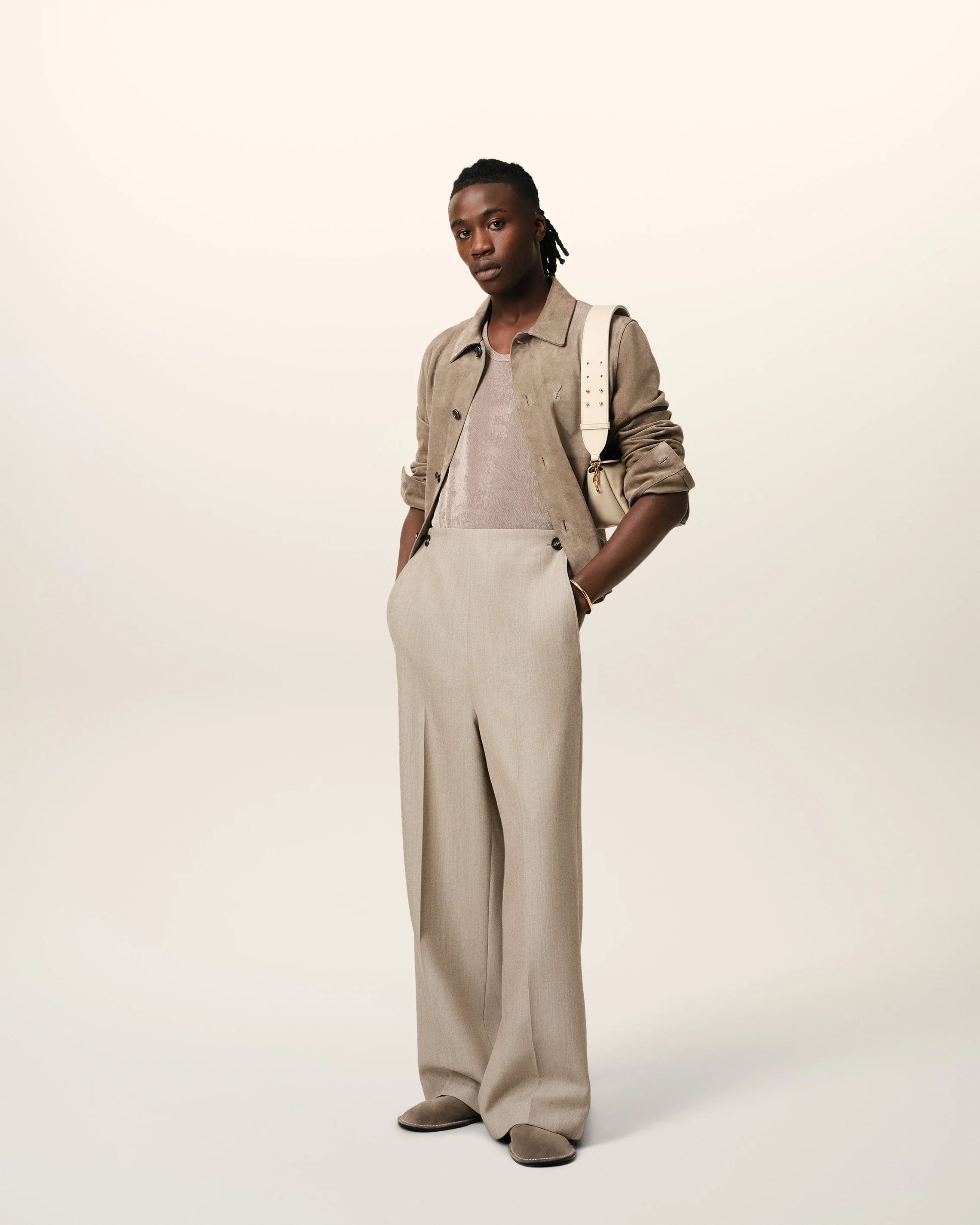 Beige New Wool Sailor Trousers