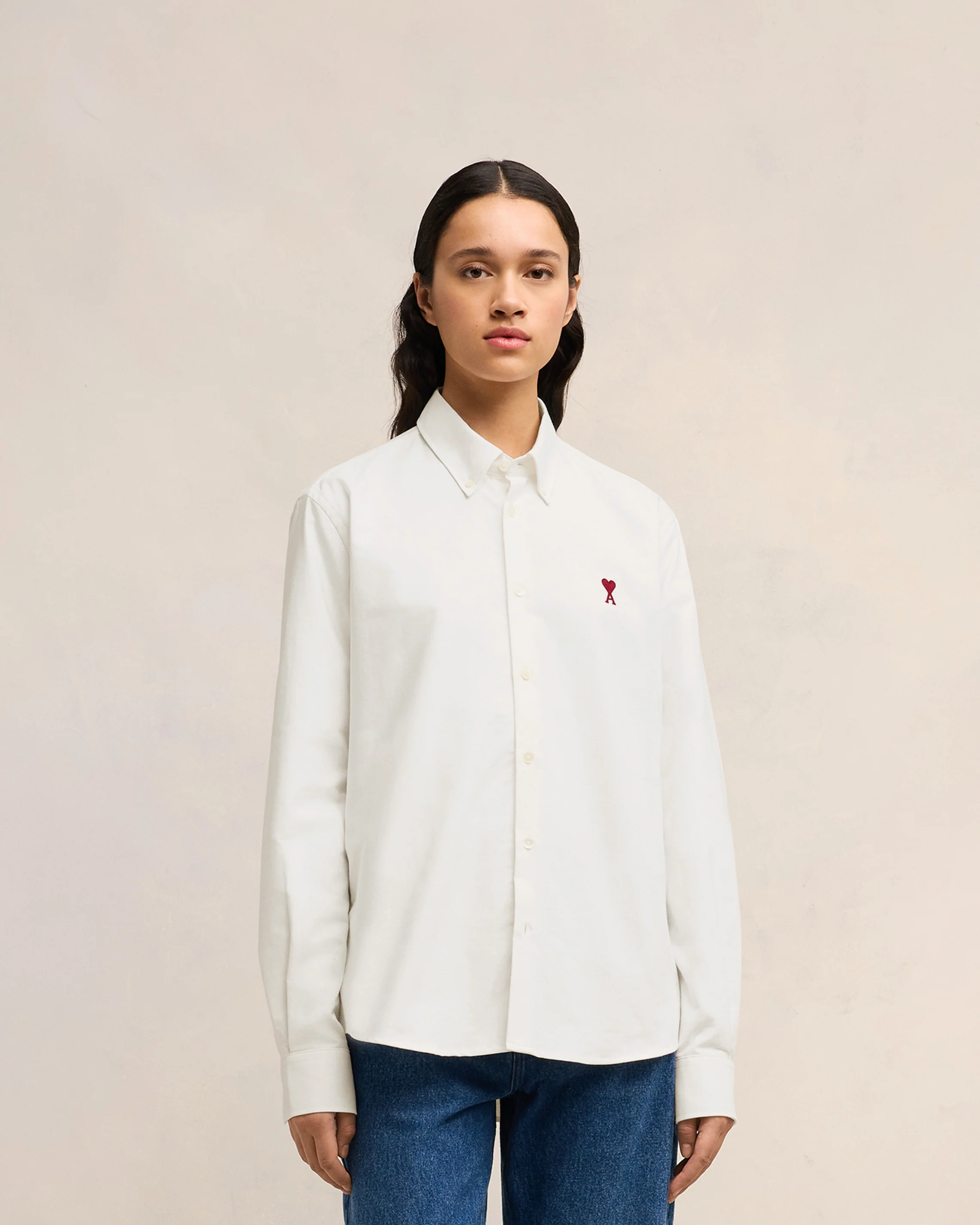 White Cotton Button-Down Ami de Coeur Shirt