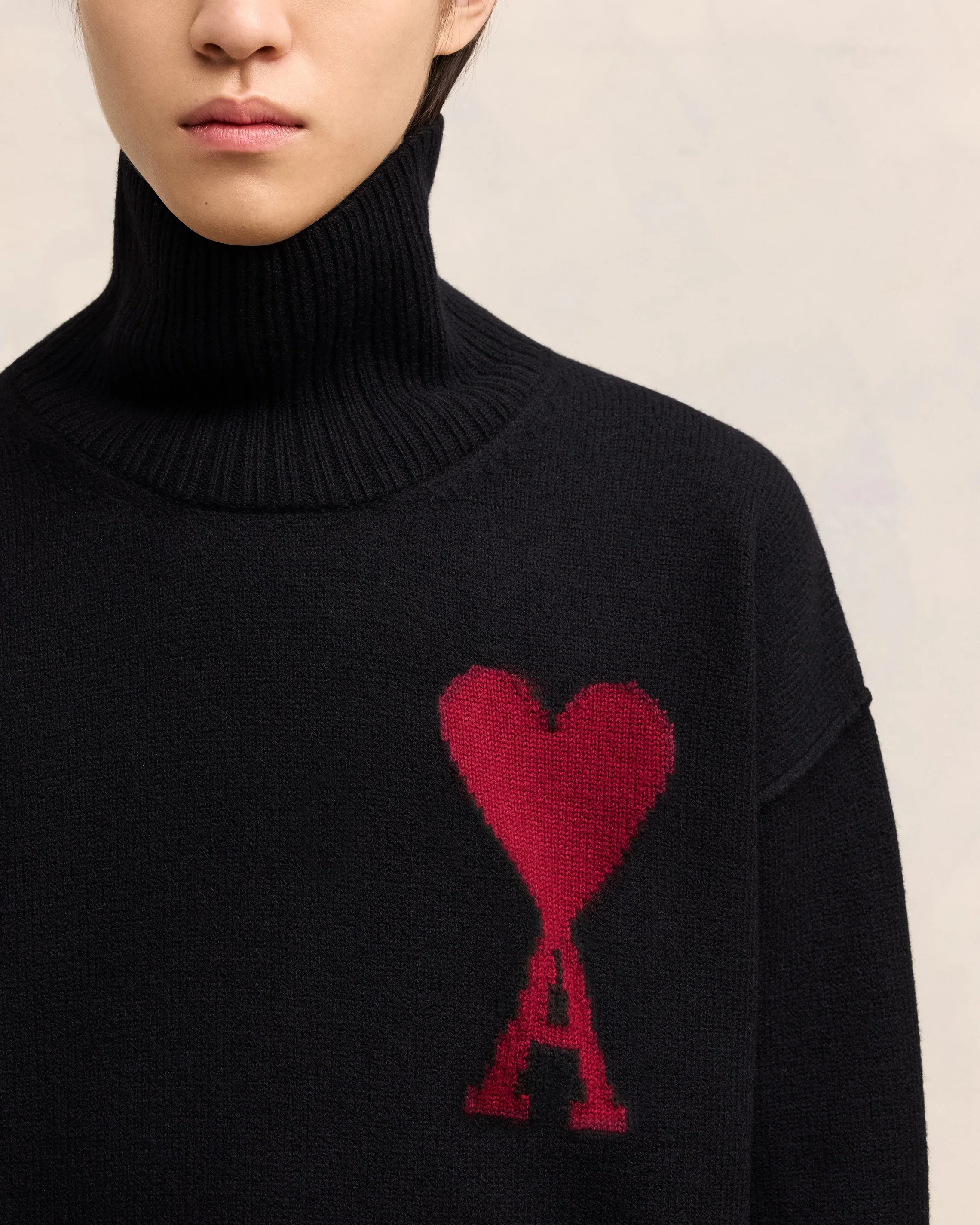 Black Wool Ami de Coeur Sweater