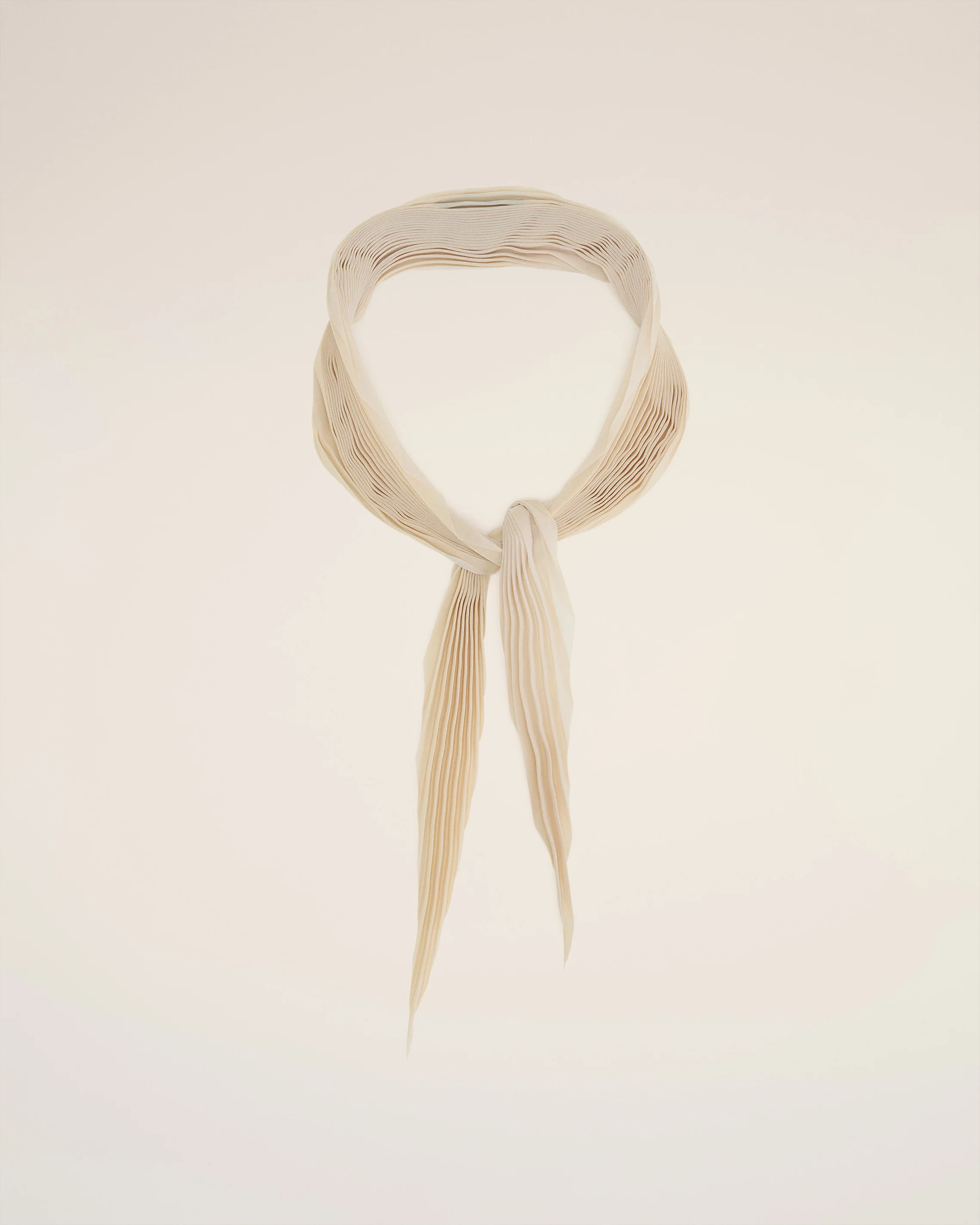 Beige Pleated Diamond Shaped Scarf