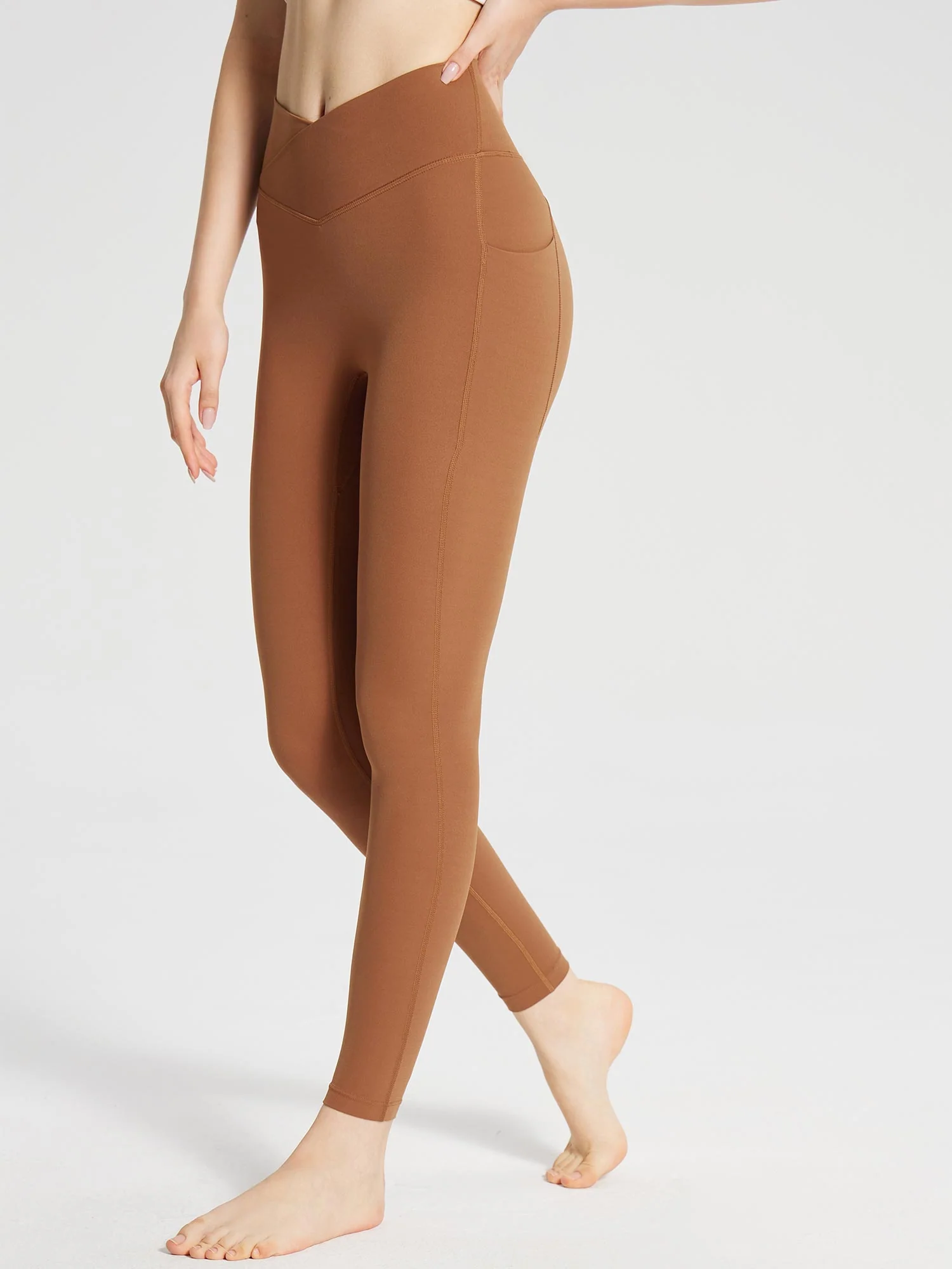 Lycra Cross-Waist High-Rise Leggings