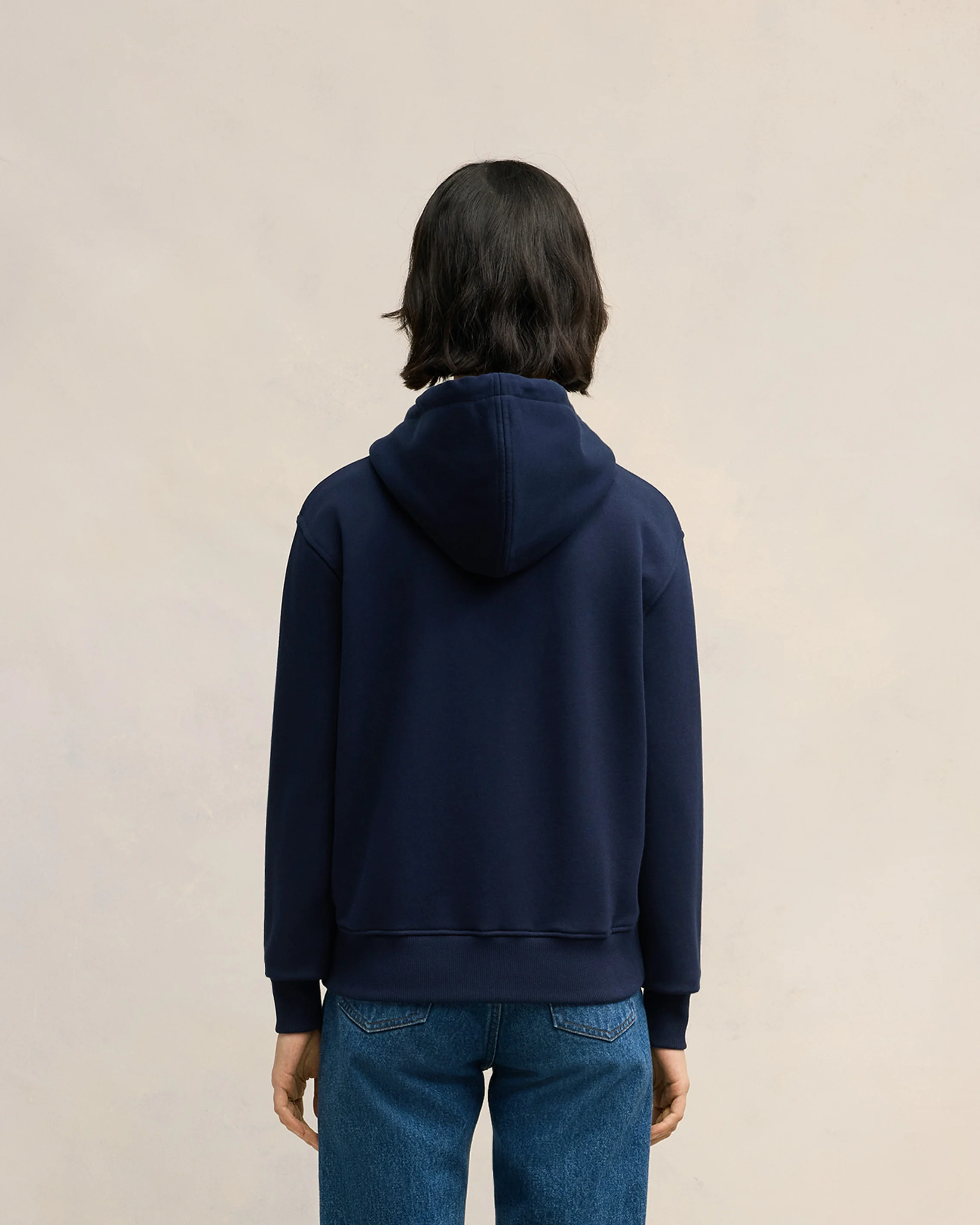 Navy Cotton Ami de Coeur Zipped Hoodie