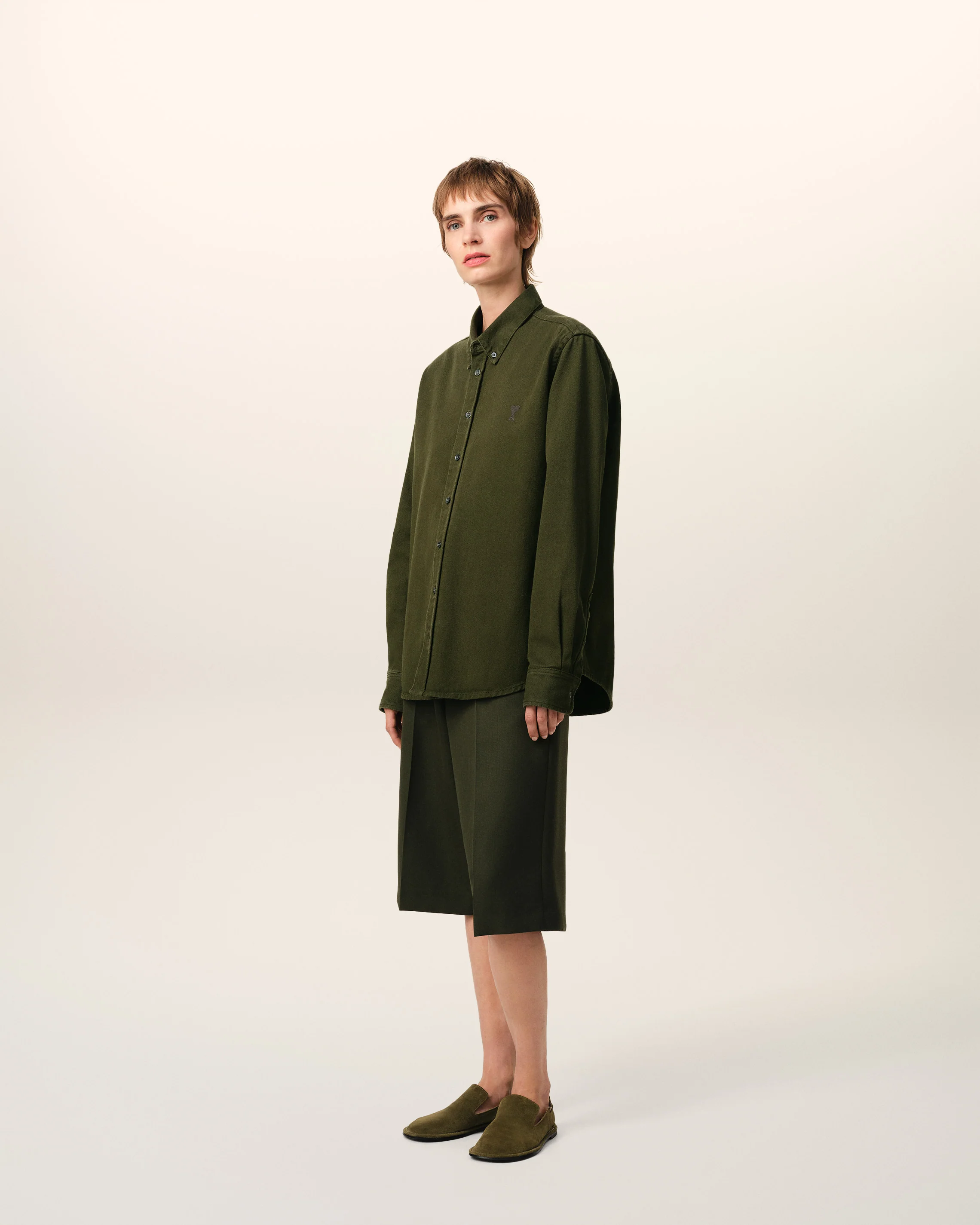 Green Cotton Button-Down Ami de Coeur Shirt