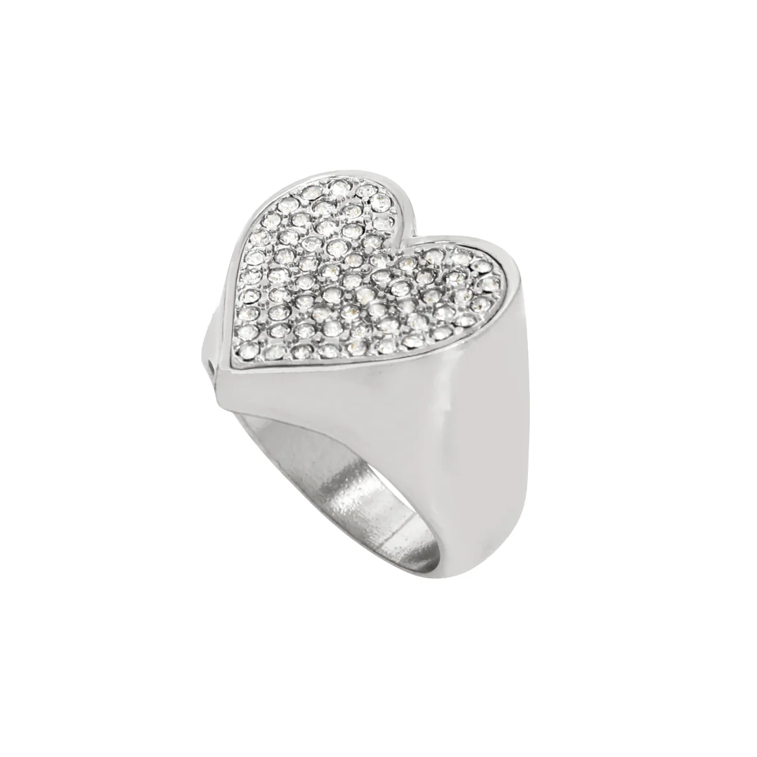 PAVE HEART RING SILVER