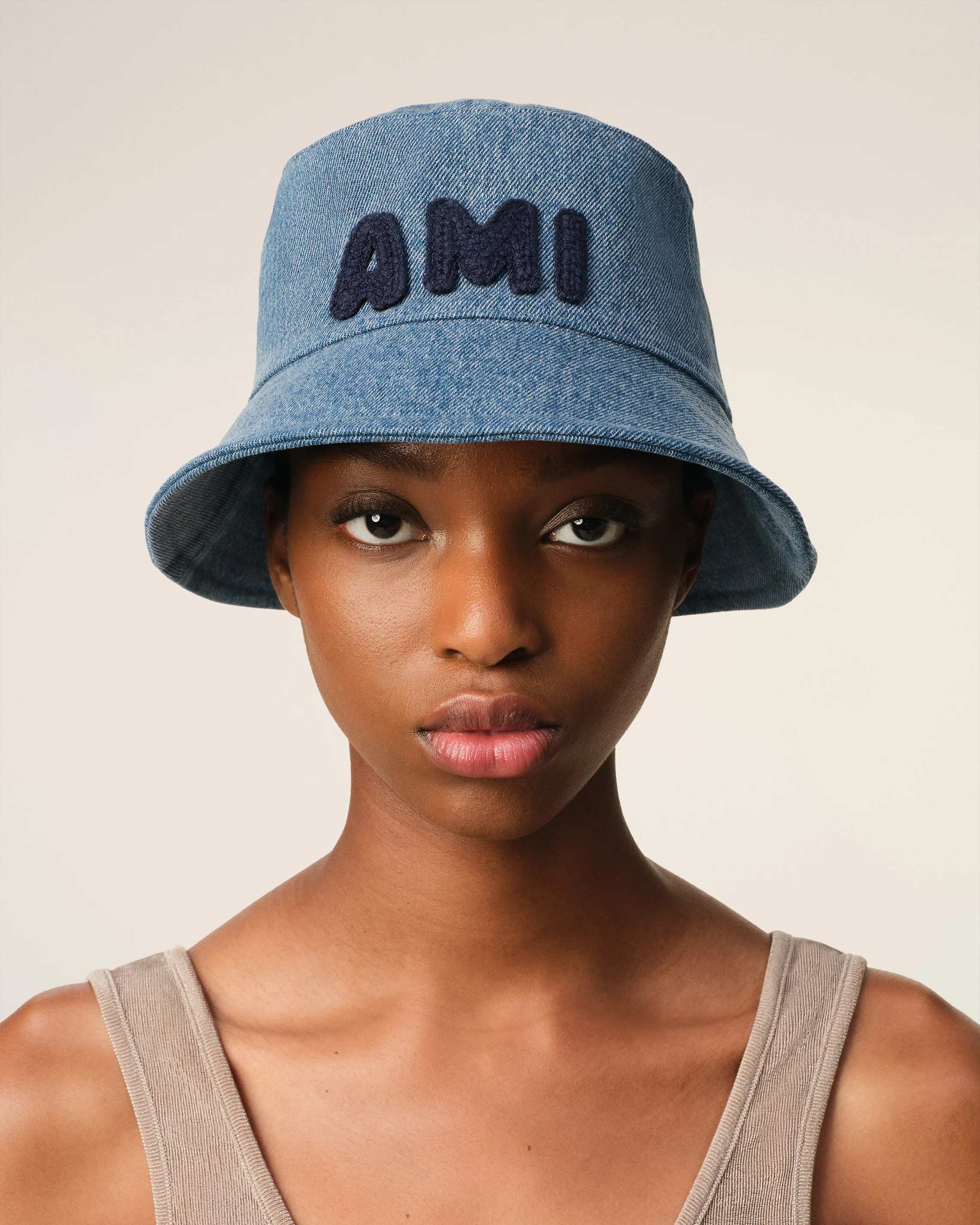 Blue Cotton Ami Paris Patch Bucket Hat