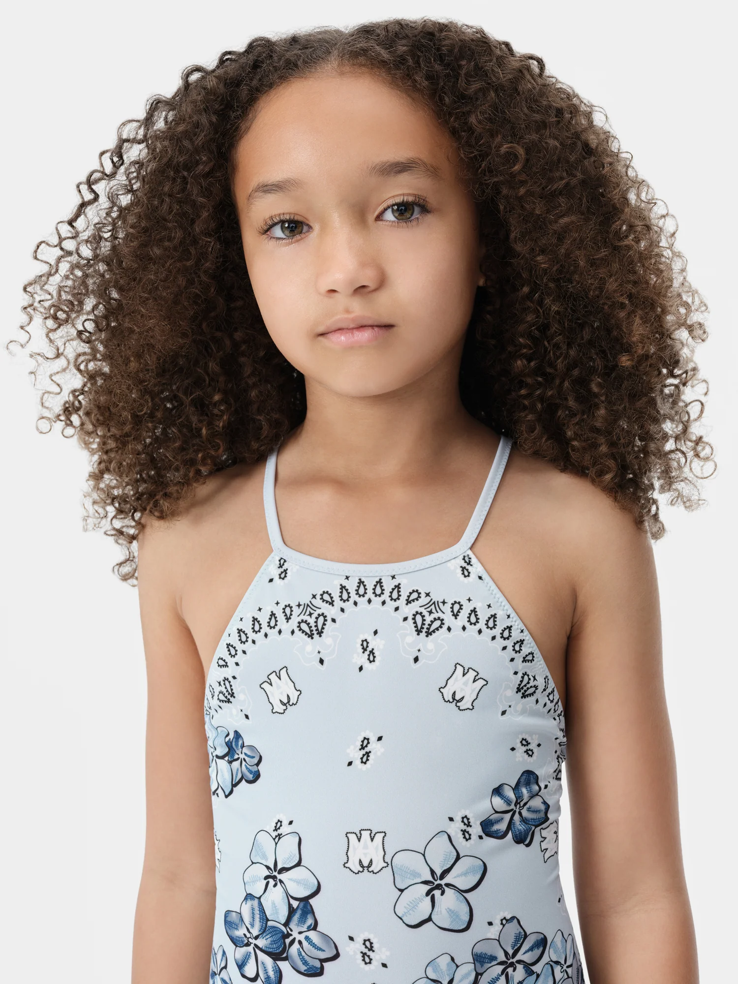 KIDS - KIDS' BANDANA FLORAL ONE-PIECE - Cerulean