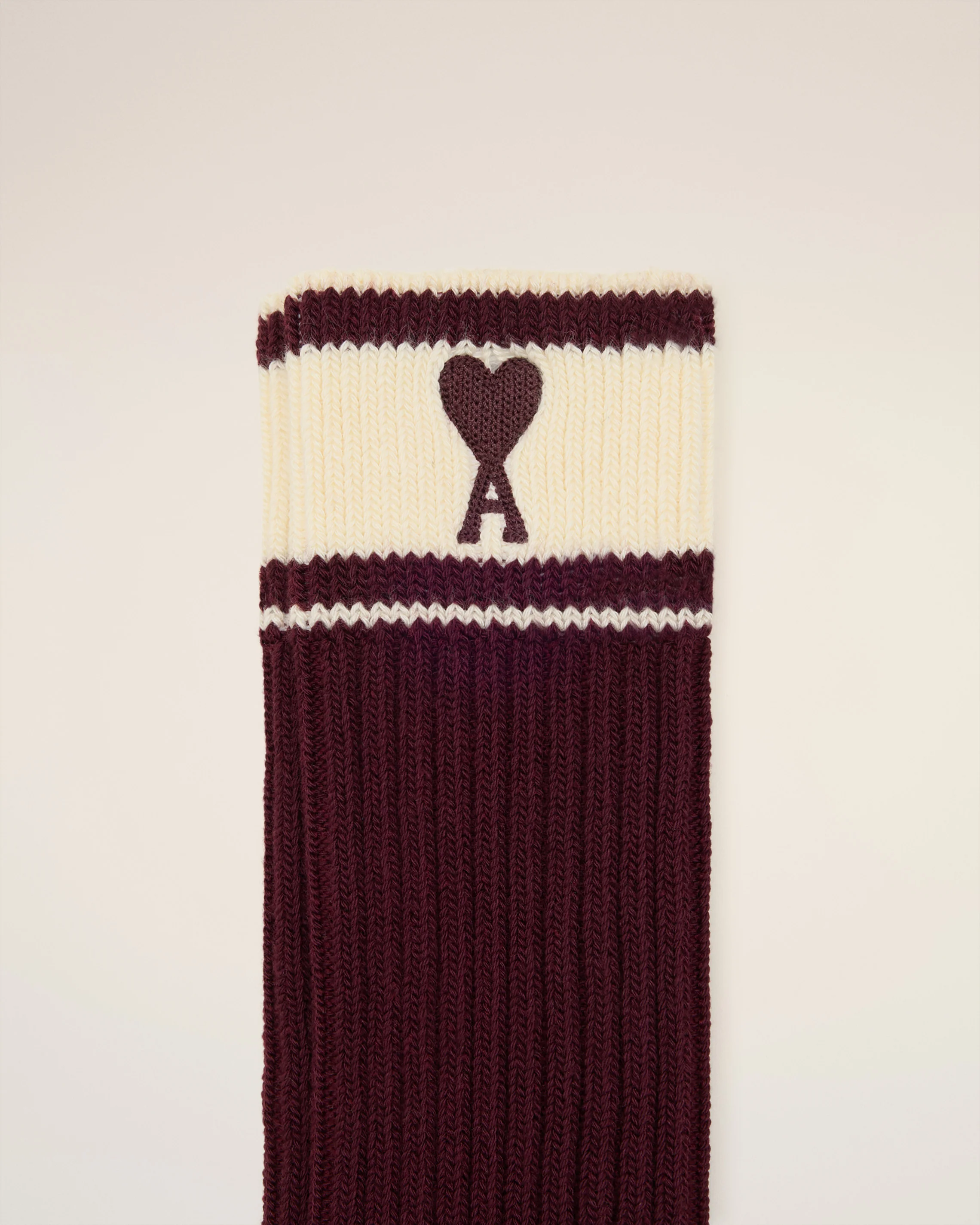 Burgundy Cotton Ami de Coeur Striped Socks