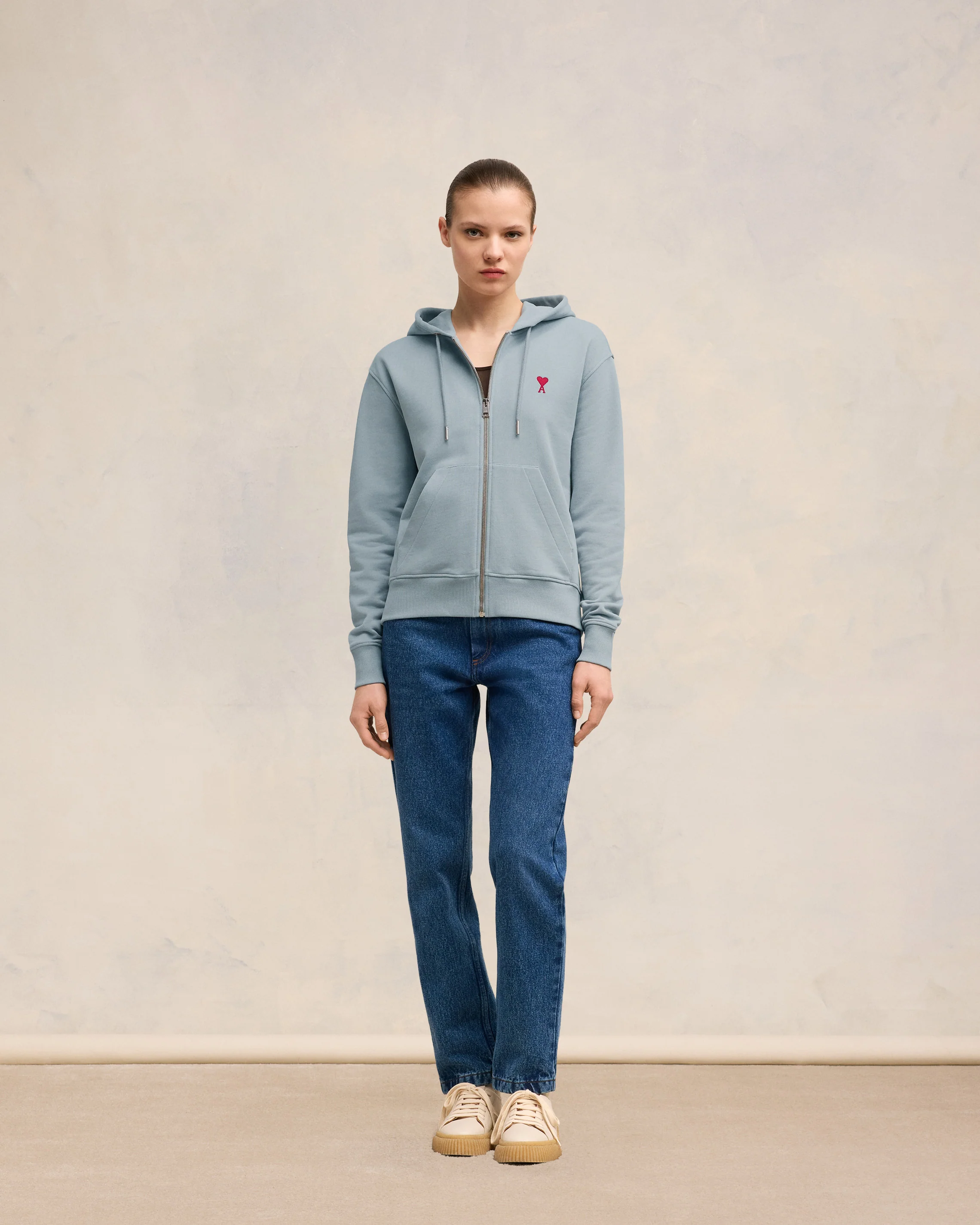 Red Zipped Ami de Coeur Hoodie