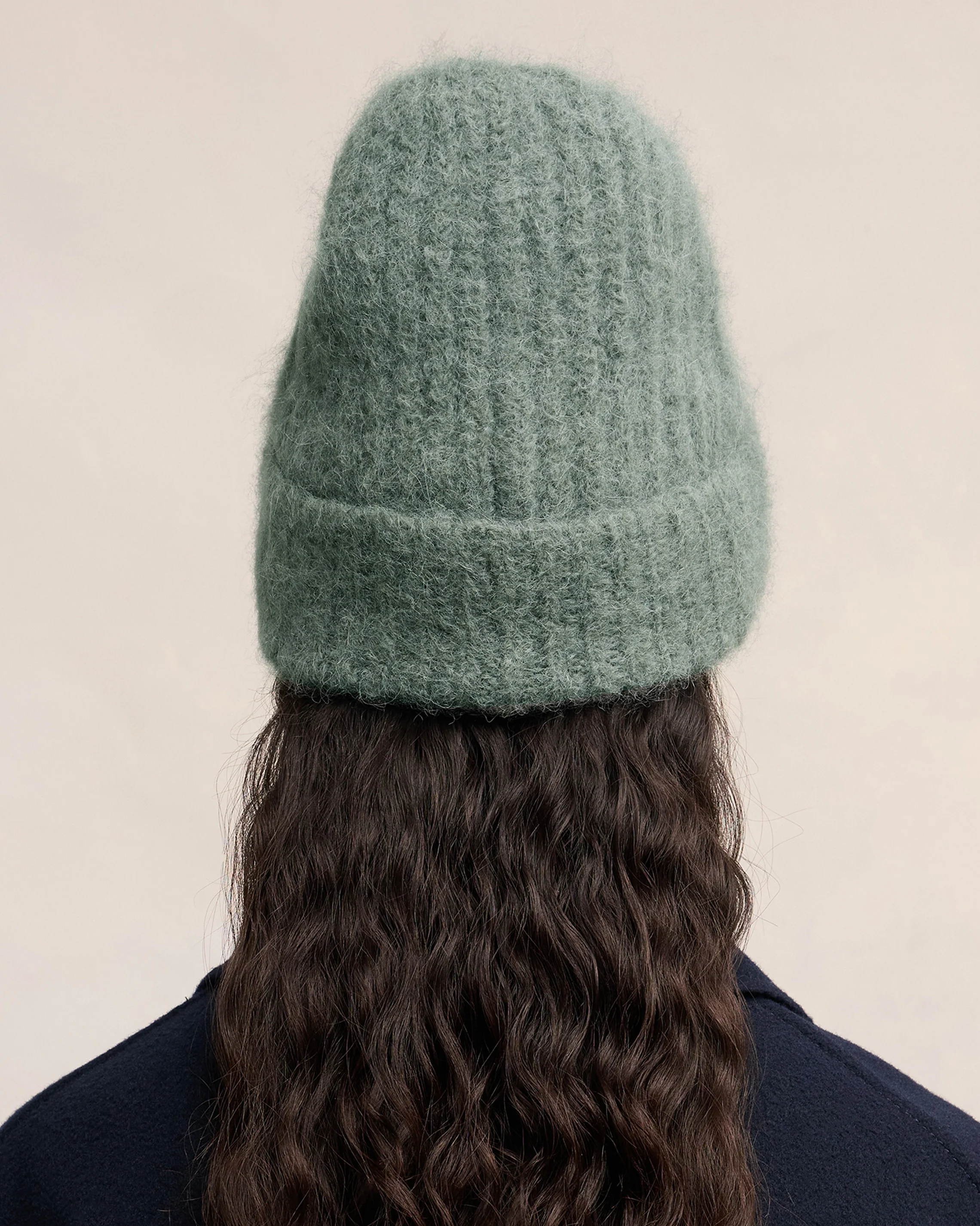 Alpaca Mohair Ribbed Beanie