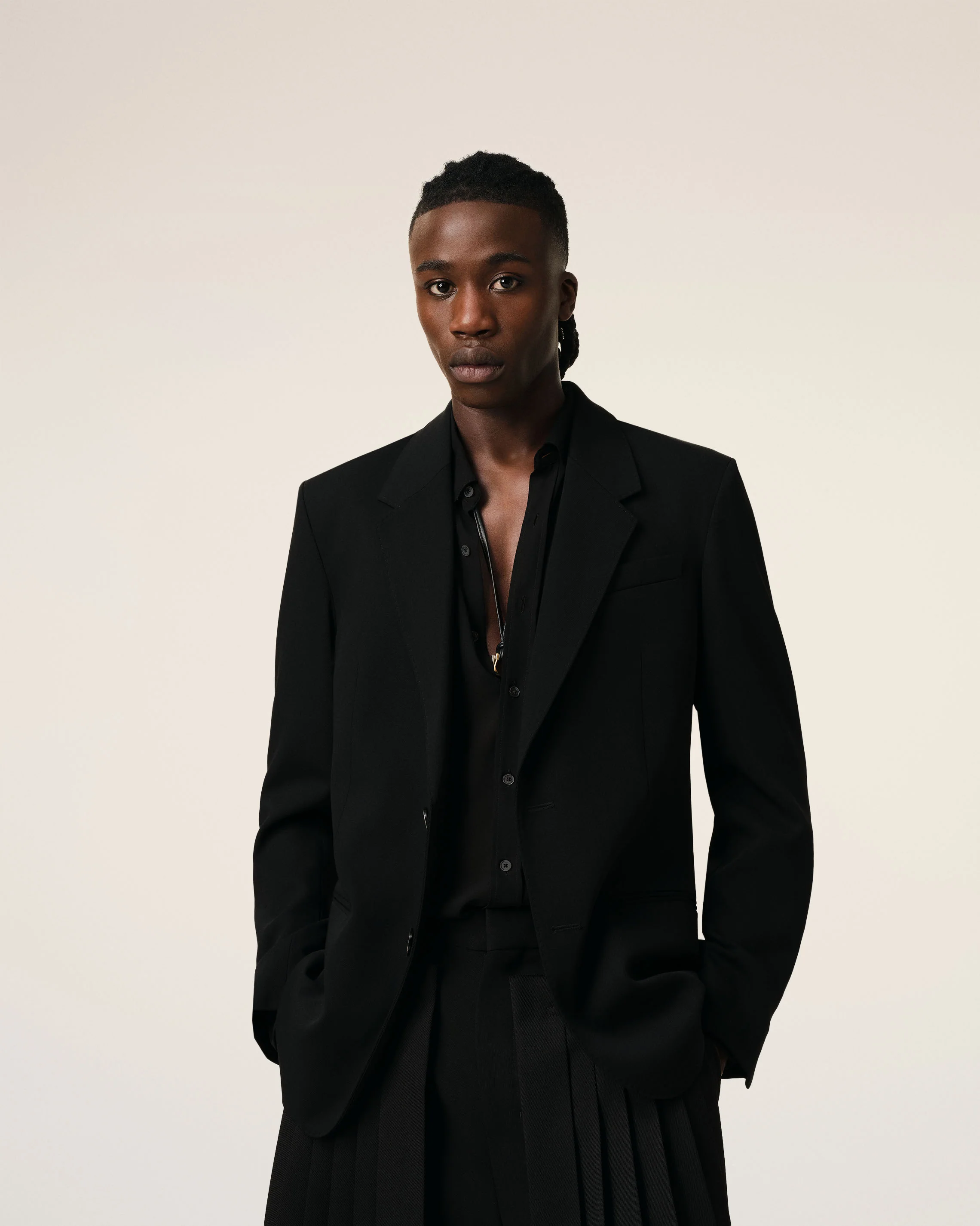 Black Wool Semi-Lined Jacket