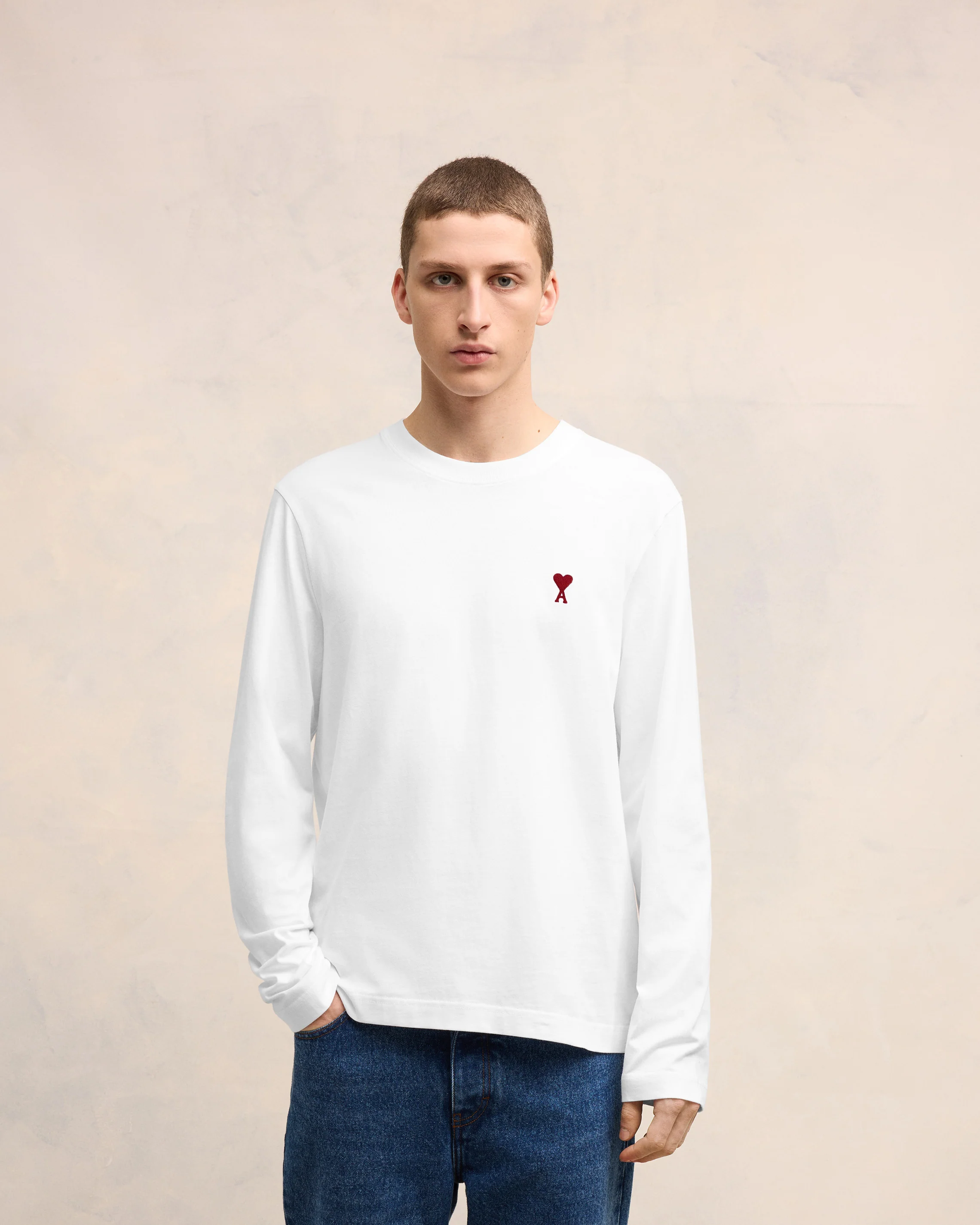 White Cotton Ami de Coeur Long Sleeves T-Shirt