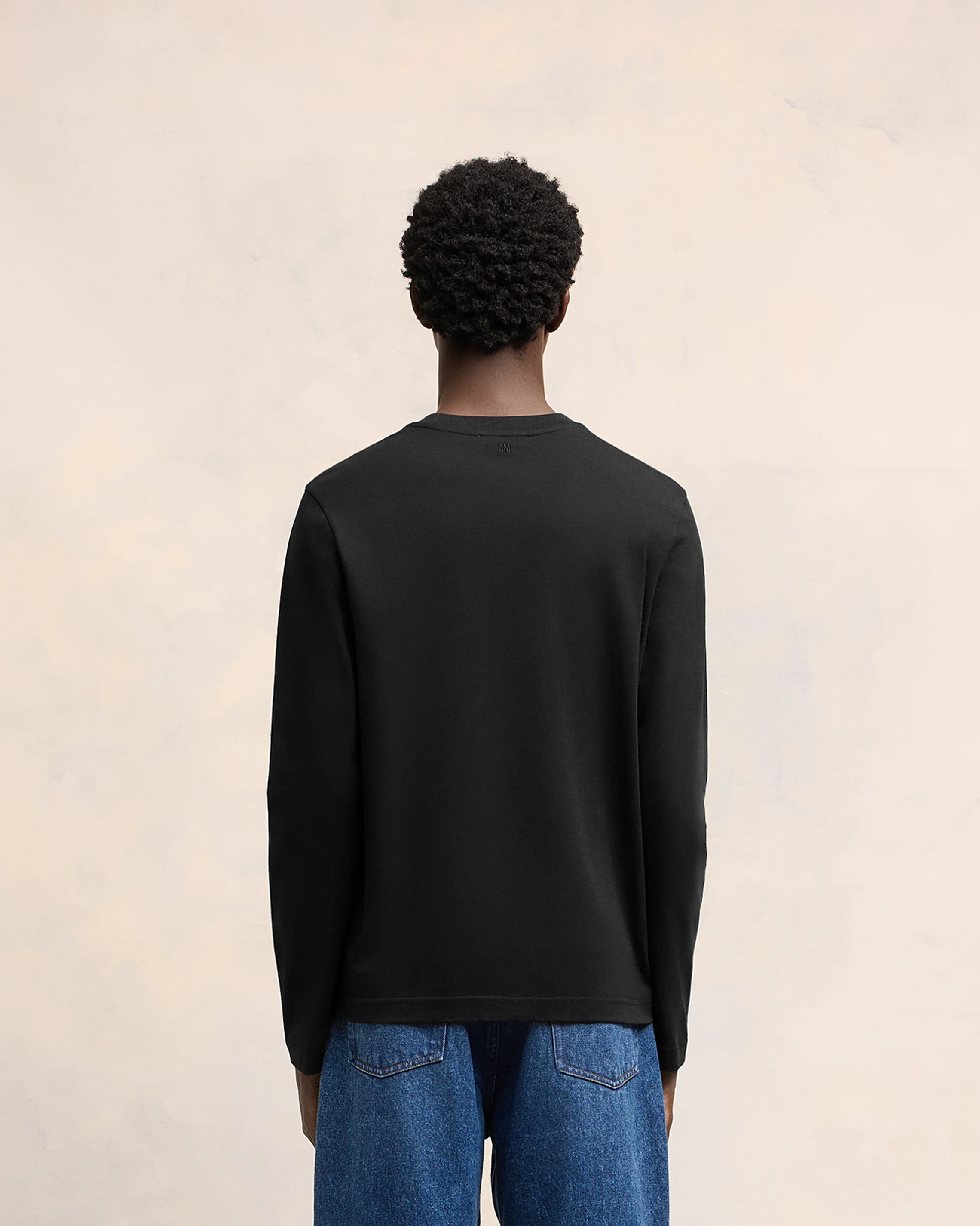 Black Cotton Ami de Coeur Long Sleeves T-Shirt